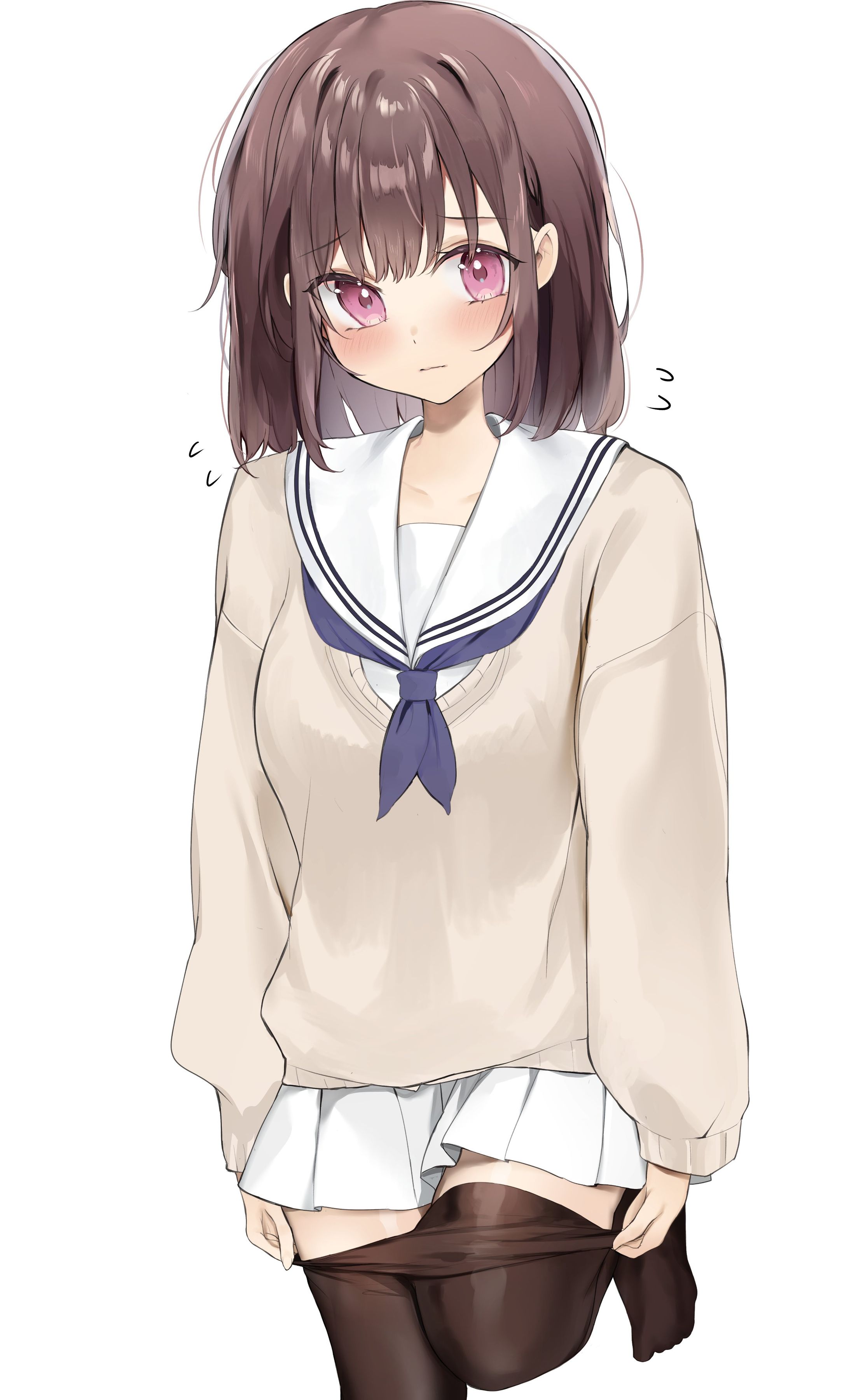 暑いのでタイツを脱いでいる子-1