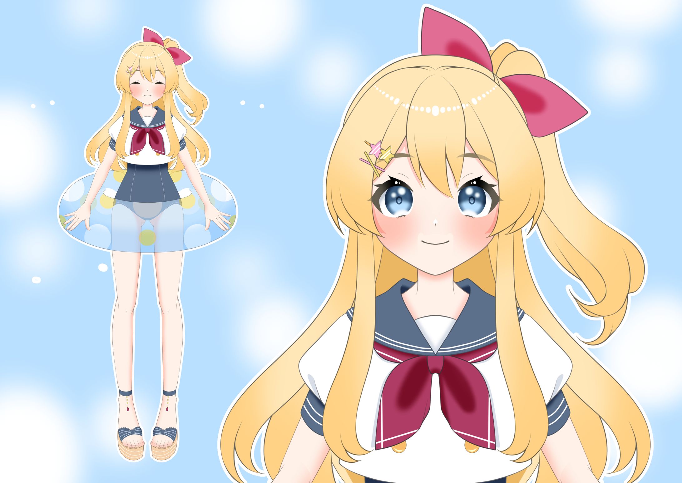 制服水着の女の子【パーツ分け済PSD】-1