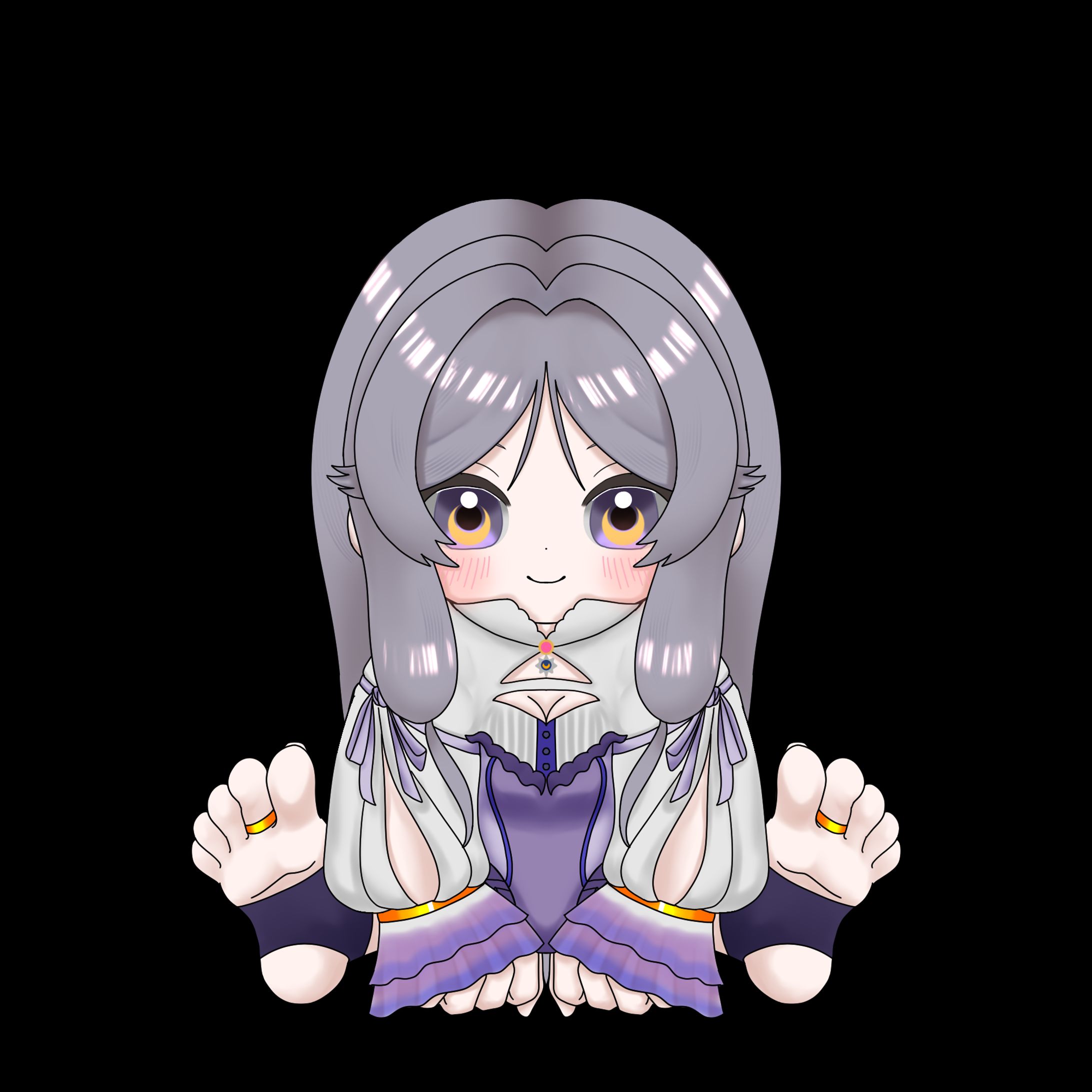お座りSDイラスト 紫月紫　アクキー風-1