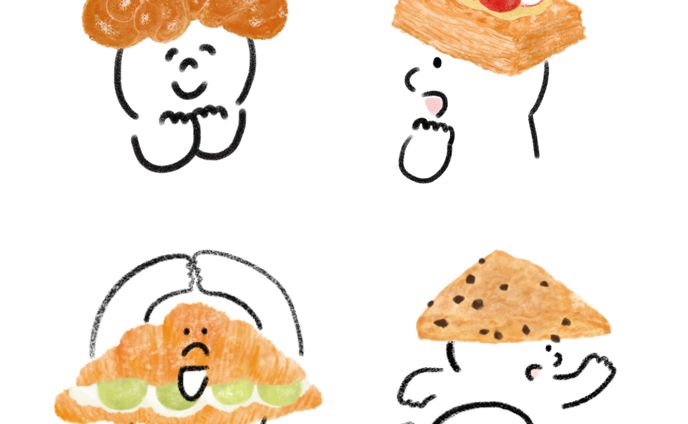 パン、文字ロゴ