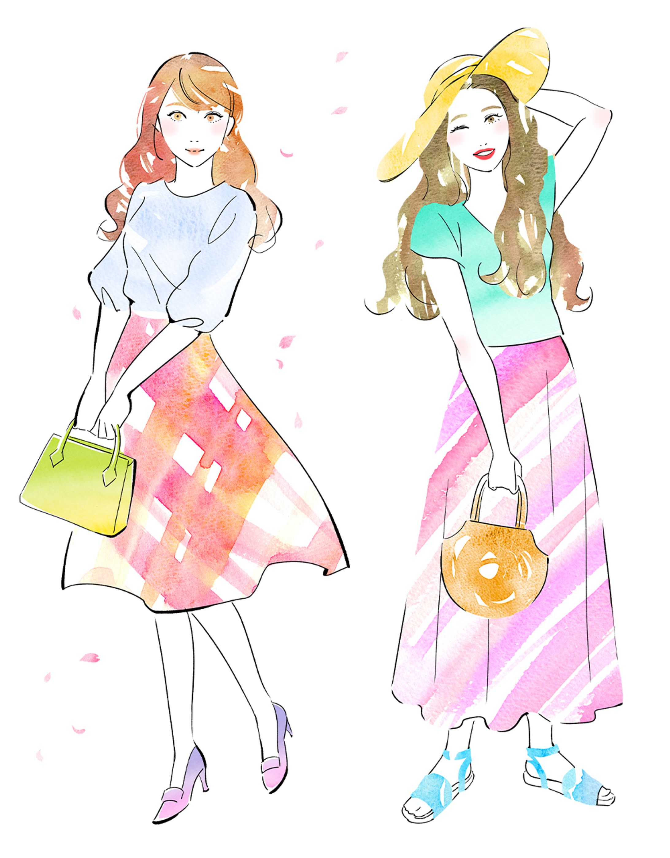 ストックイラスト 春夏秋冬 女性のイラスト-1