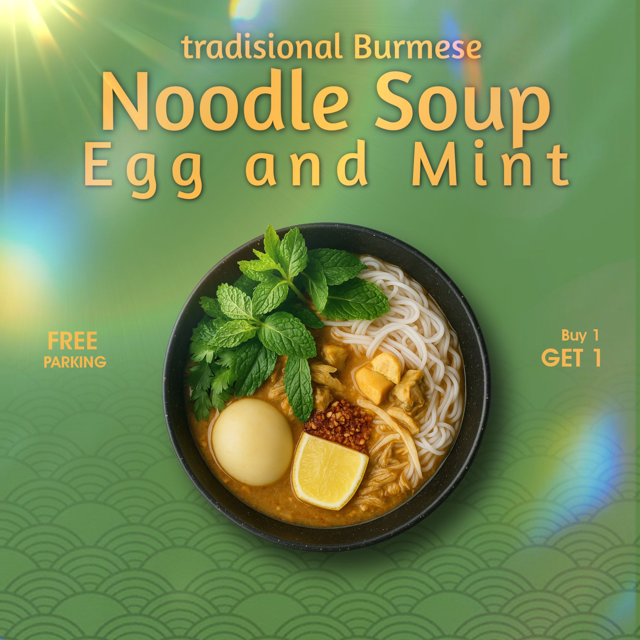 Noodles soup egg and mint-1