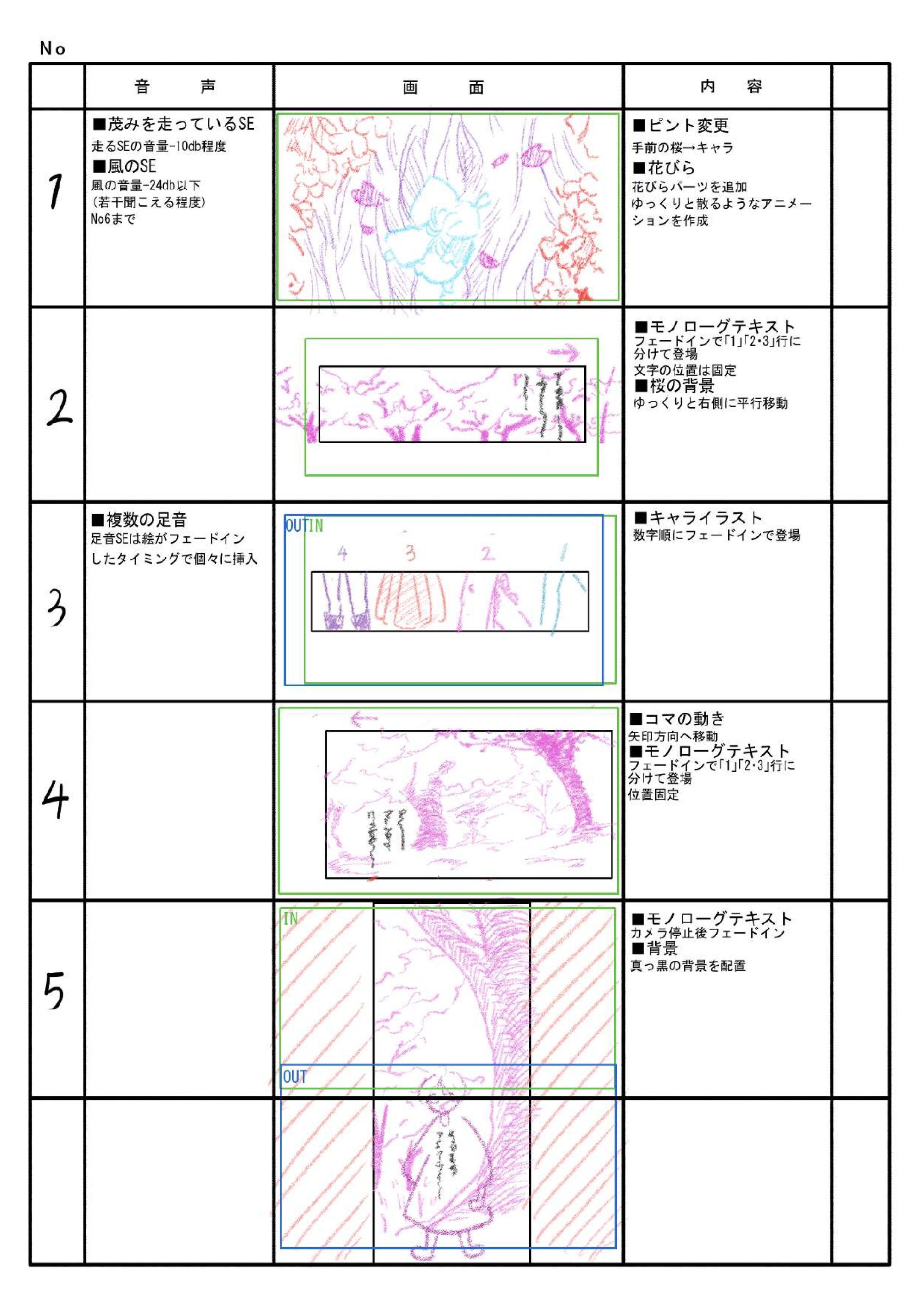 【ボイスコミック合作】『桜だけが美しかった』絵コンテ-1