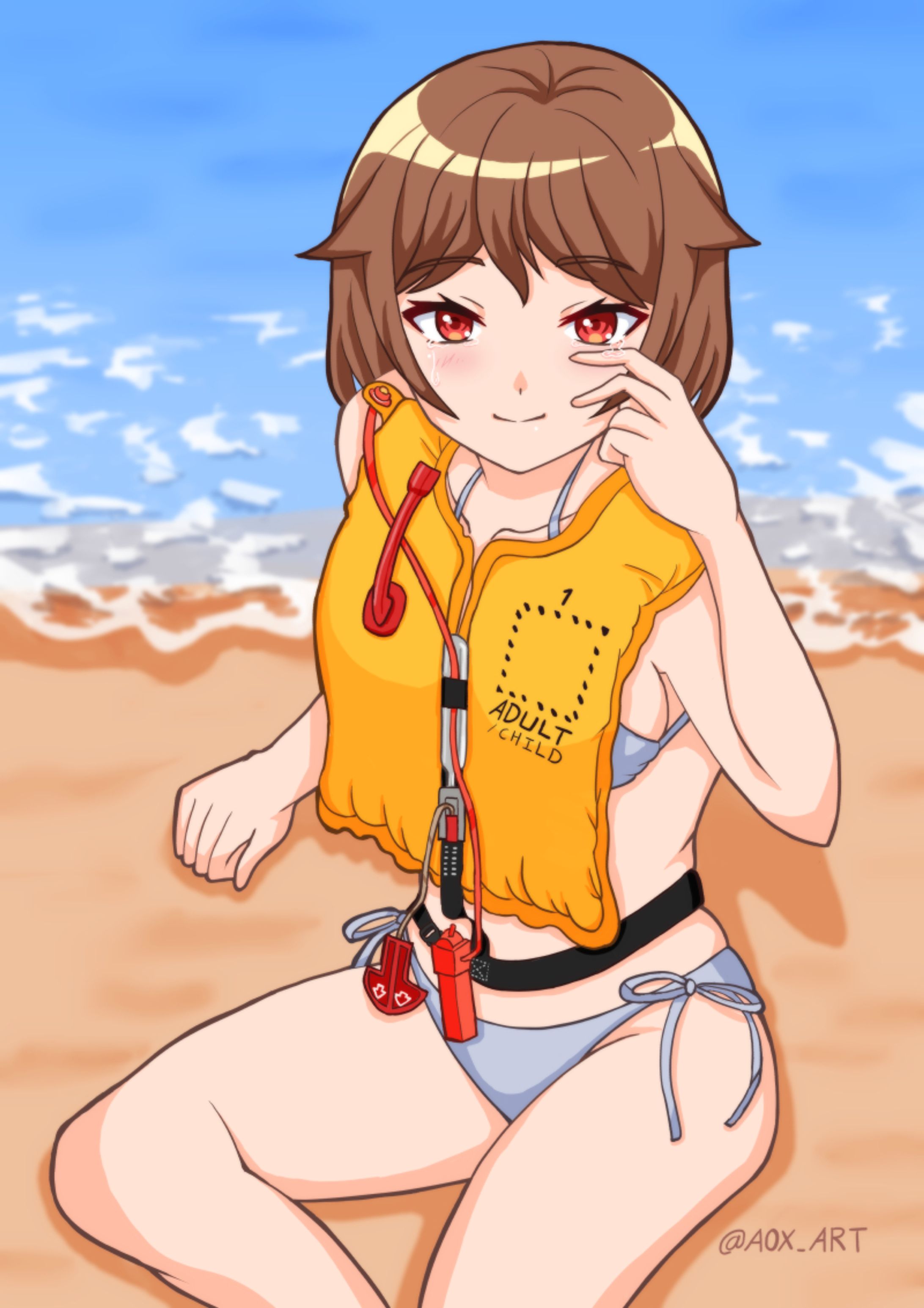 【Skeb】救命胴衣を着ているあおいちゃん-1