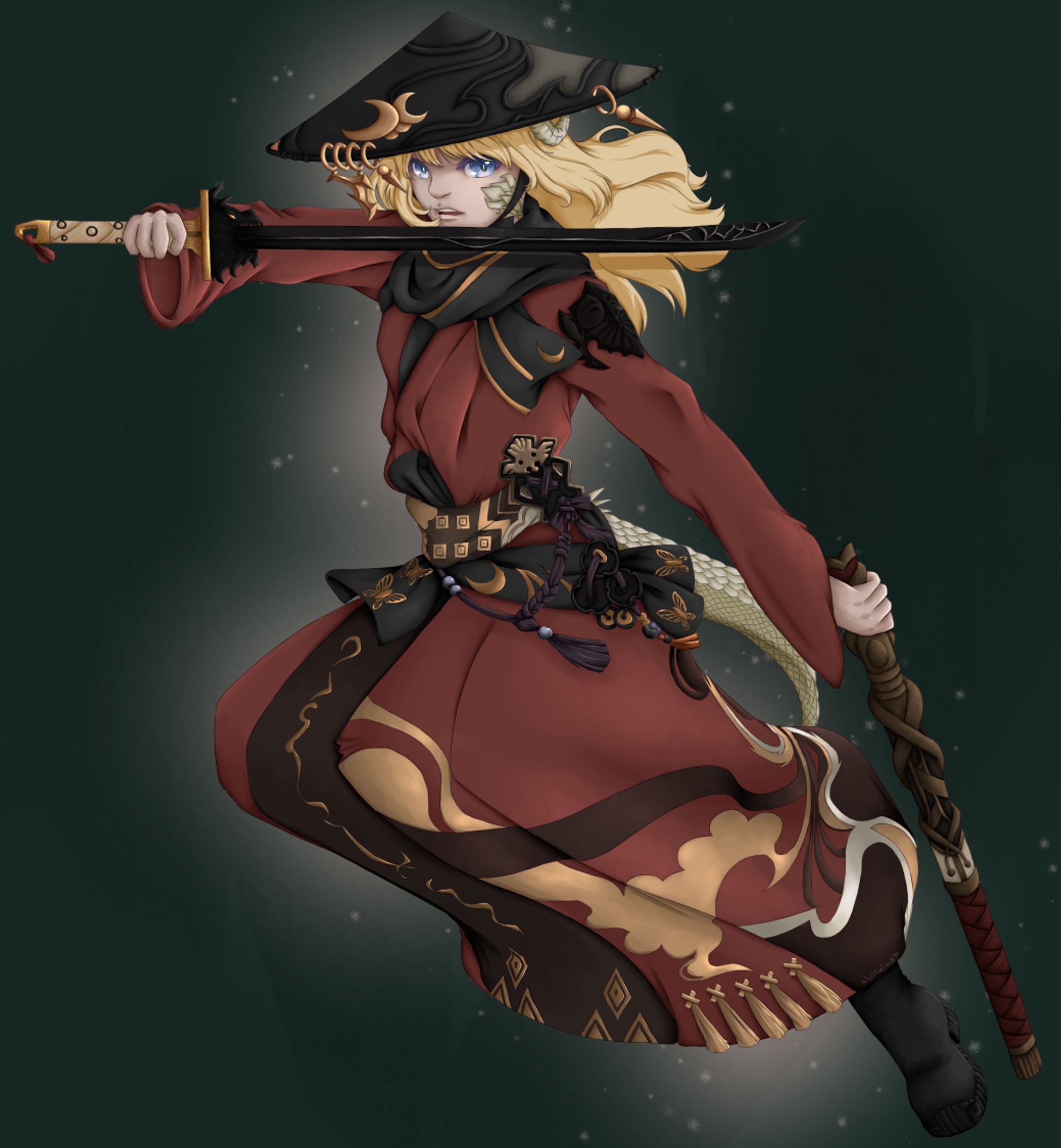 Au Ra Samurai Commission for Rageypeep-1