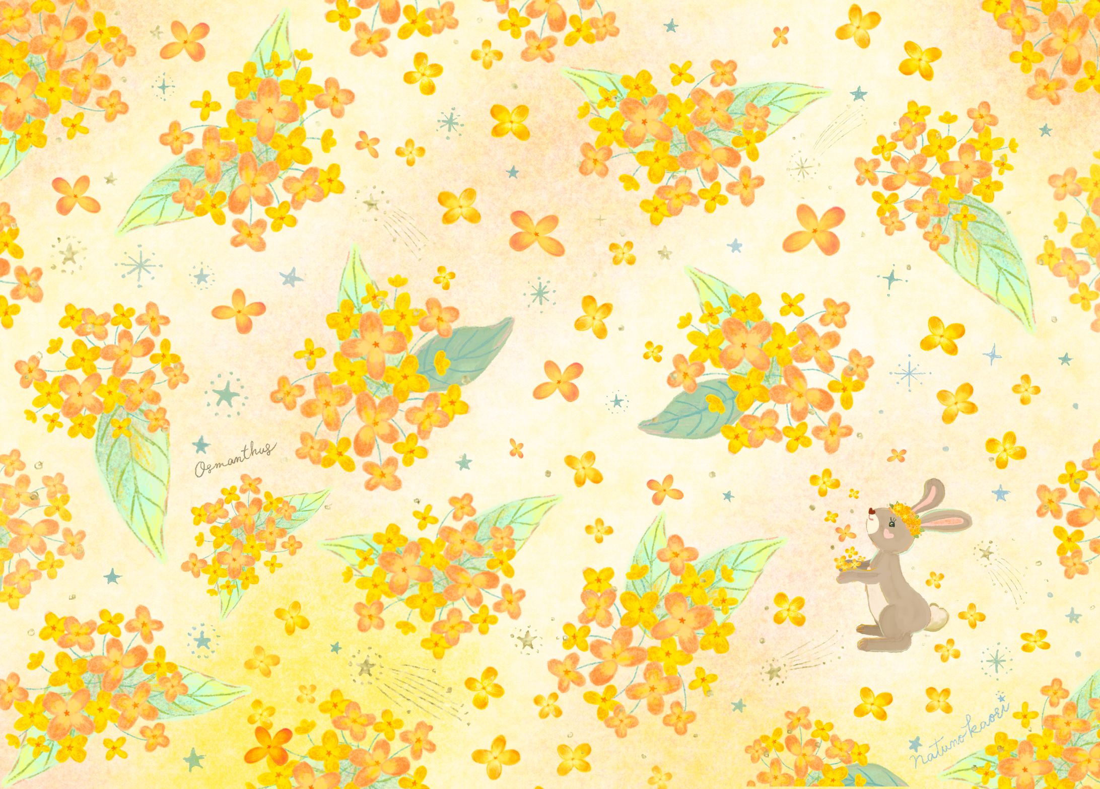 うさぎと金木犀柄-1