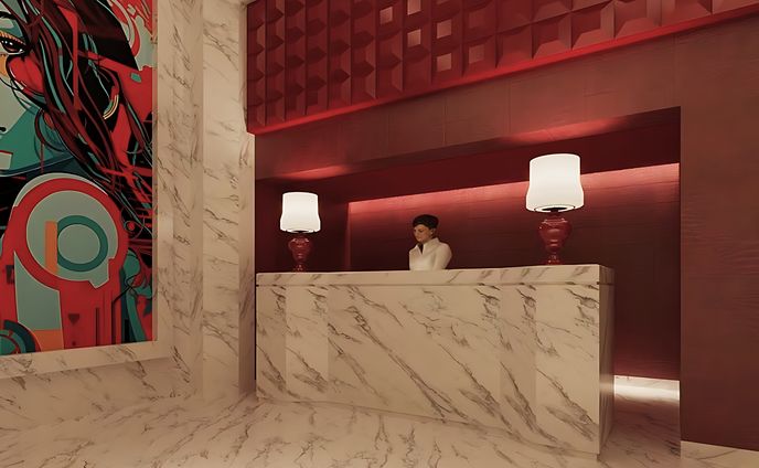 大理石のレセプションカウンター