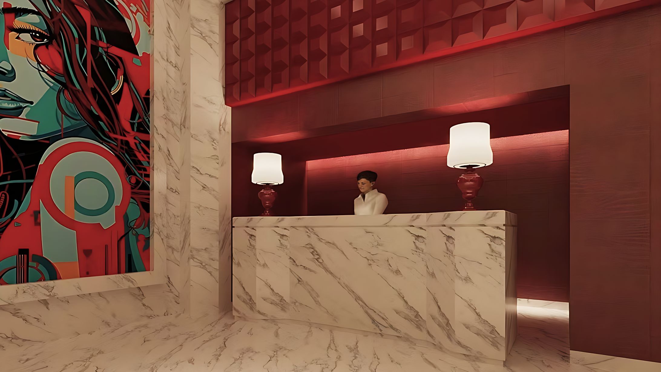 大理石のレセプションカウンター-1