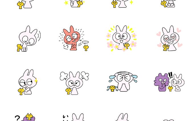 LINEスタンプ「ぴんくのうさぎとおともだち」