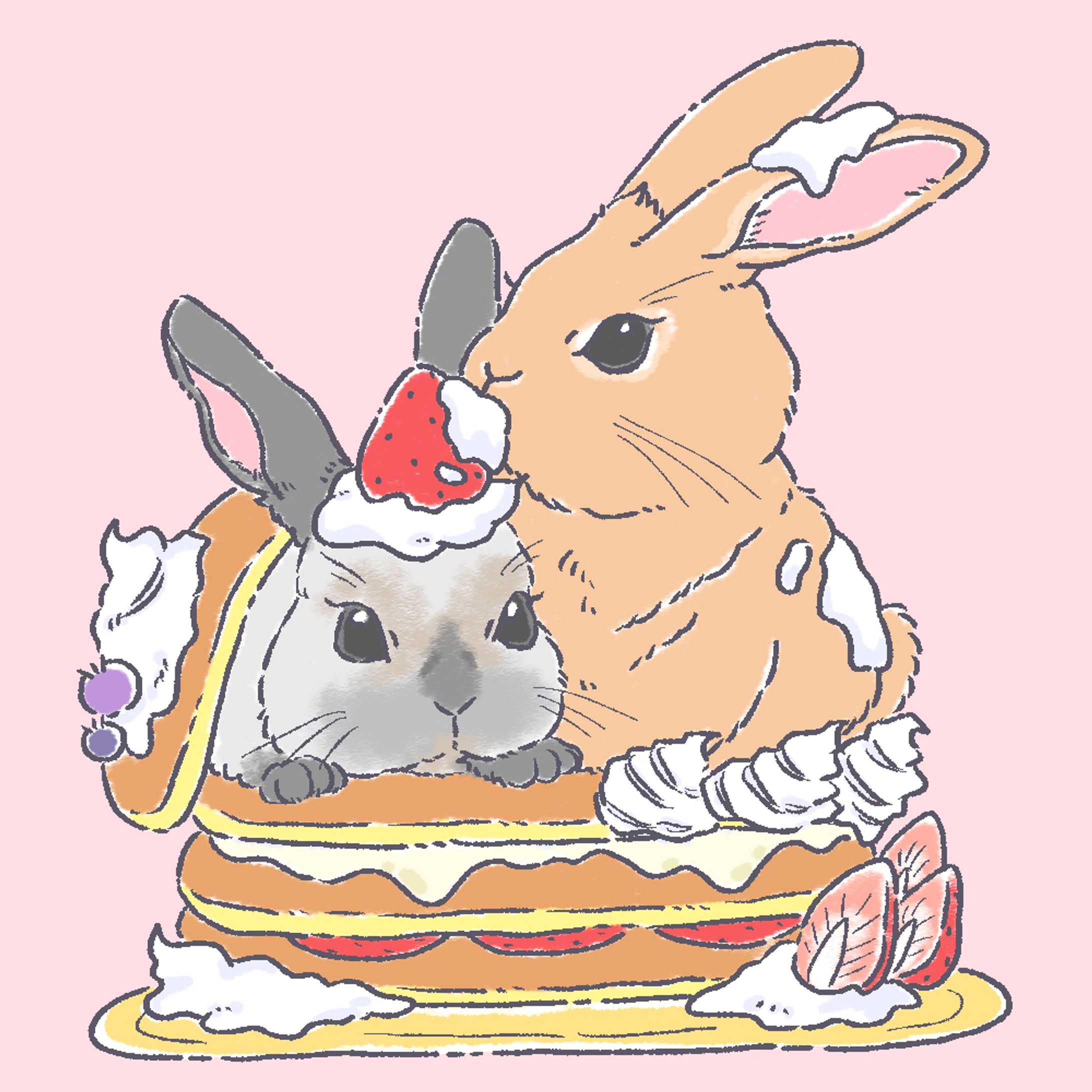 うさちゃん×ストロベリーパンケーキ-1