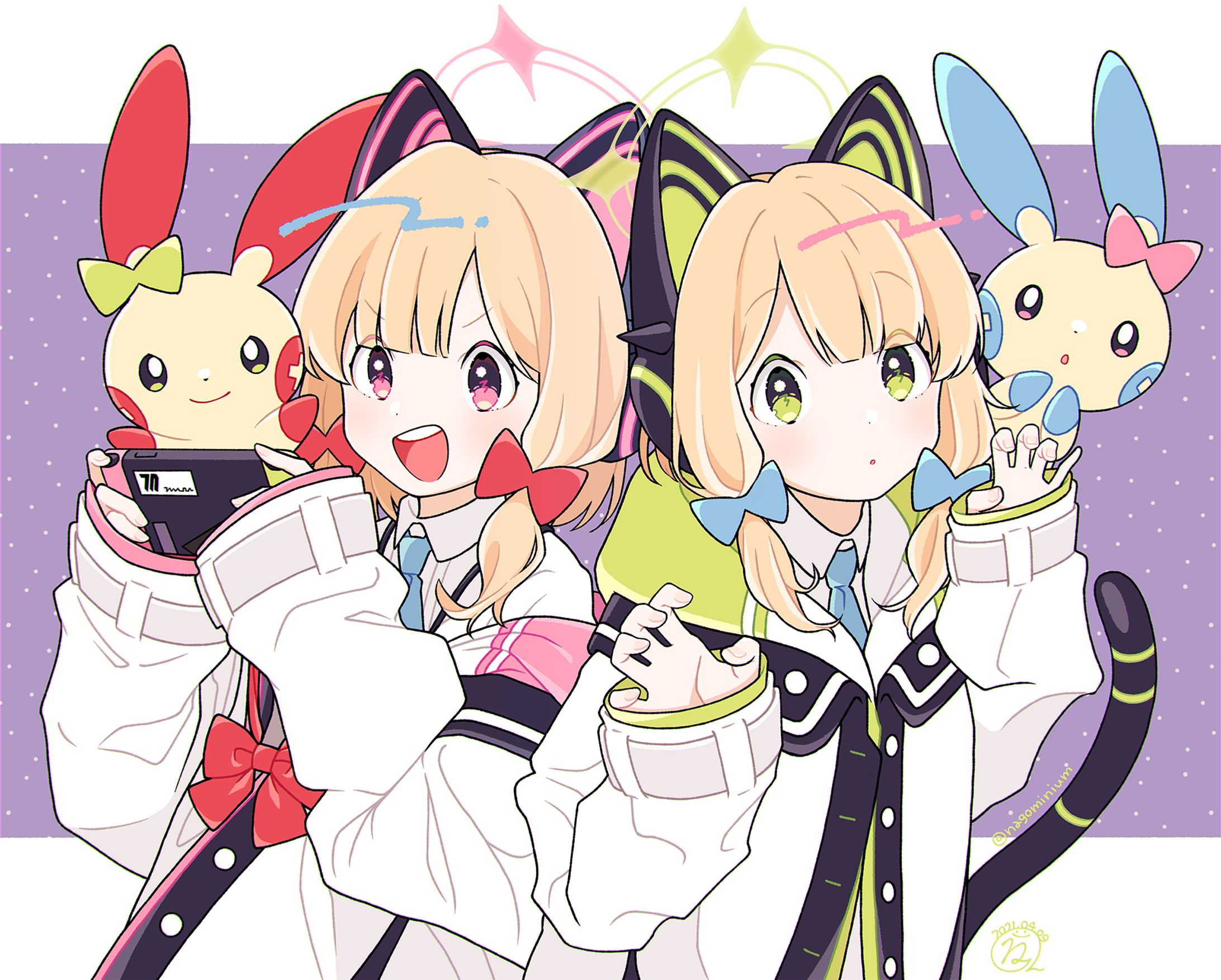 ブルーアーカイブ「モモイ&ミドリ」ポケモン「プラスル&マイナン」-1
