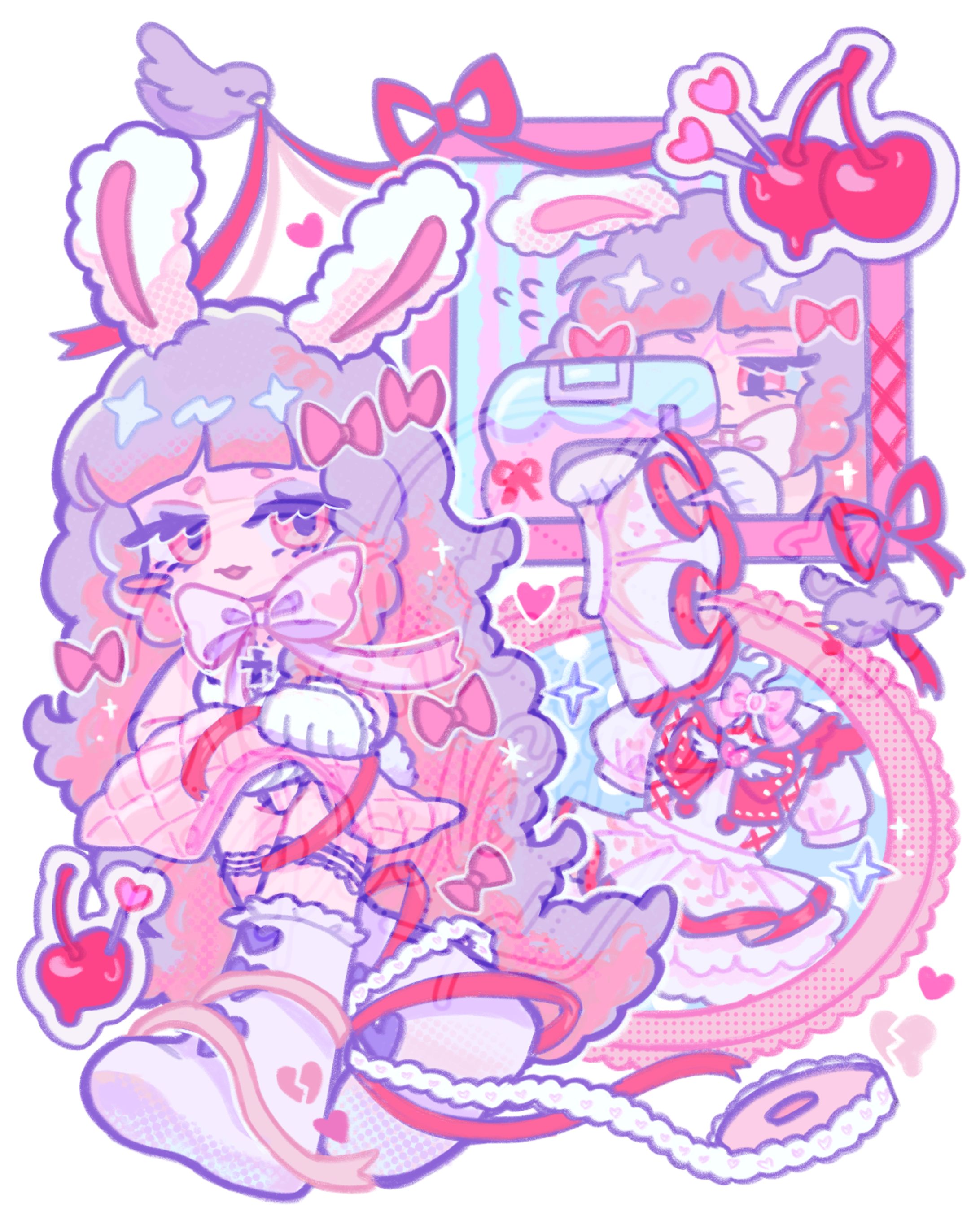 【Works】mi-mi様　個展フライヤーイラスト-1