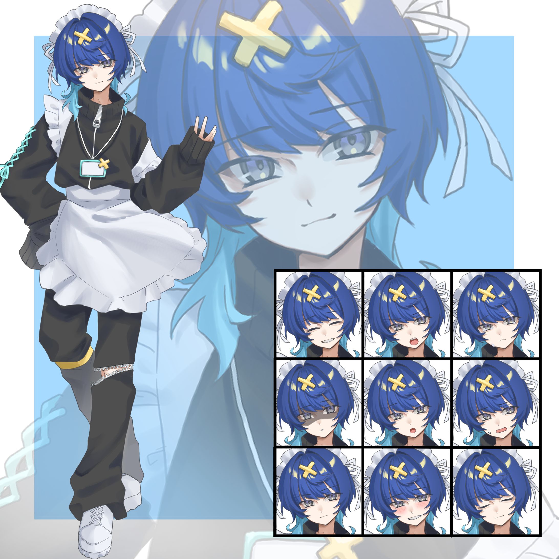 オリジナル：青髪のジャージメイド-1