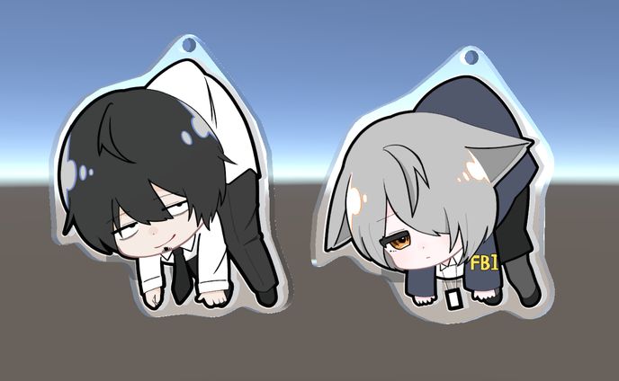 【モデル制作】エレナ＆総二 アクリルキーホルダー（風3Dモデル）