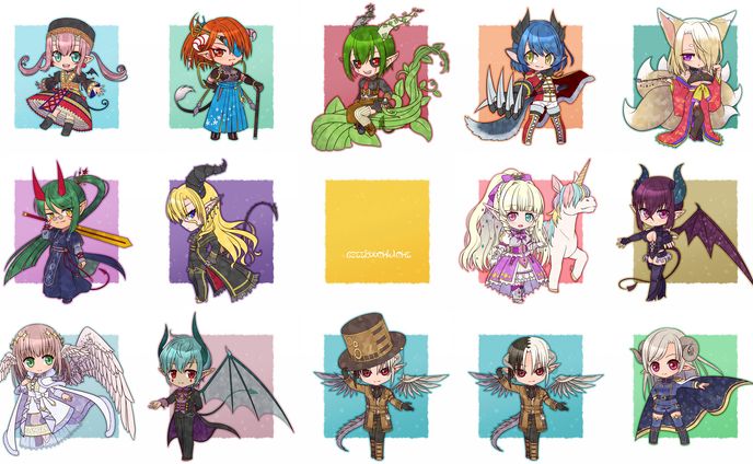 【神魔のシュラハト】ちびキャラ全身絵