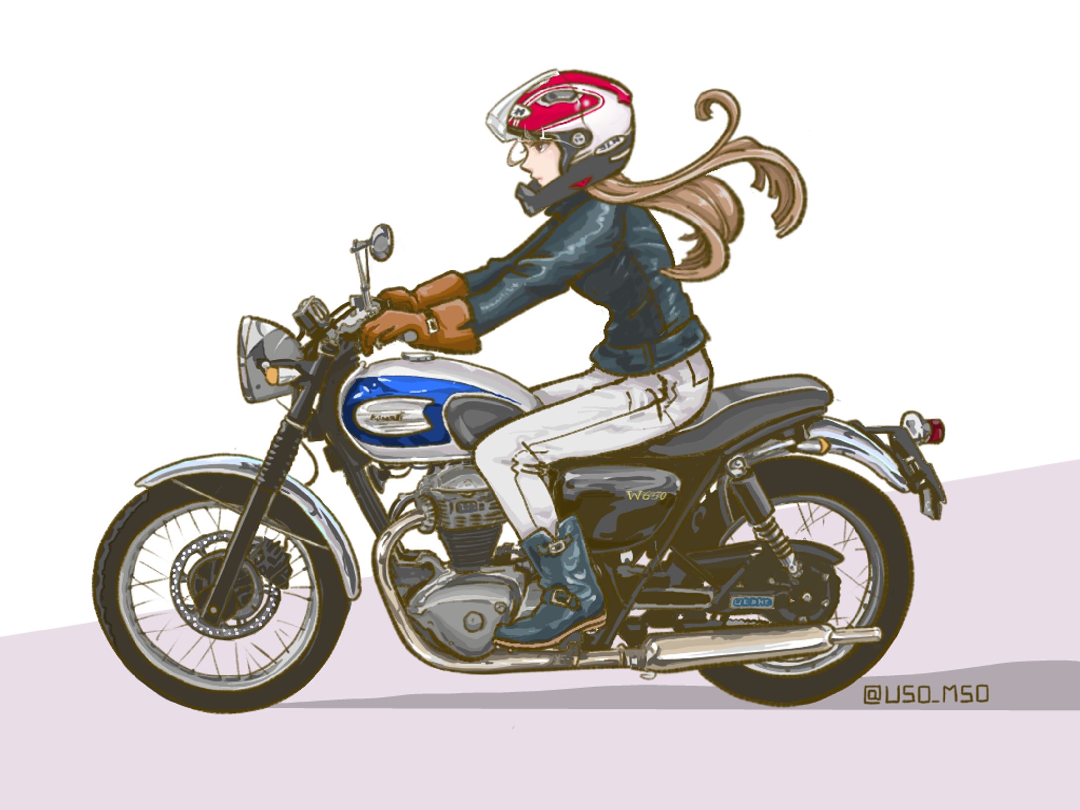 W650とお姉さん-1