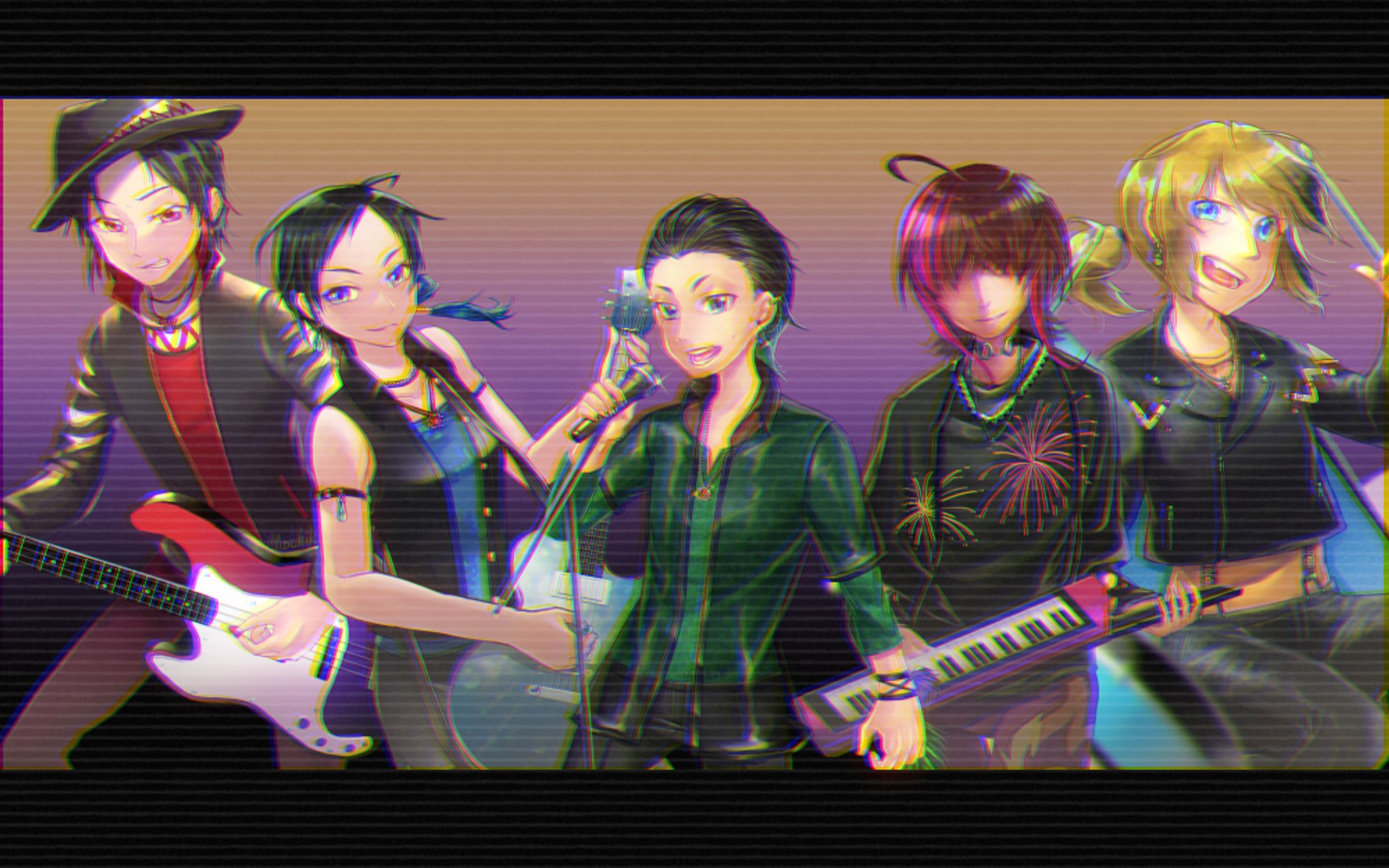 バンドメンバー人外化前後イラスト-1