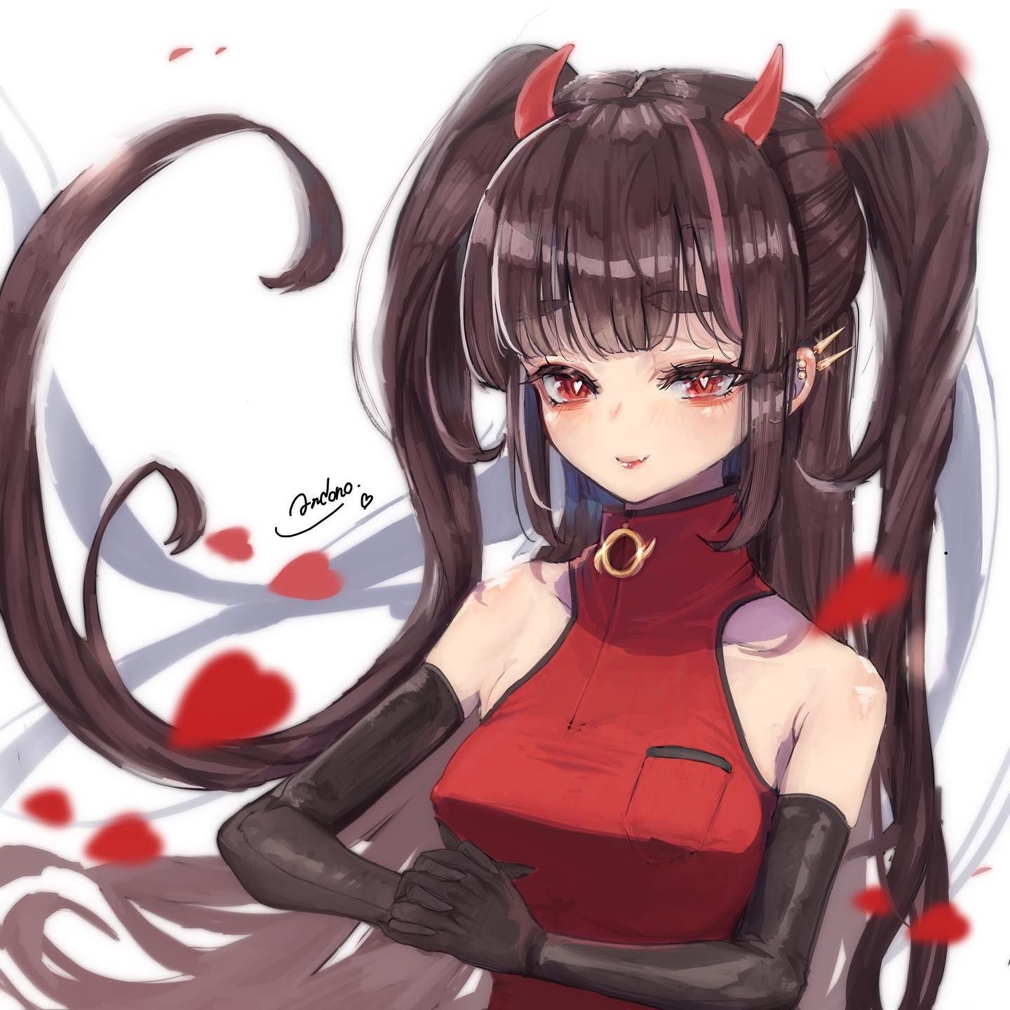 ツインテールの子 髪の毛が描きたくて描いた子！ バラの香りがしそう