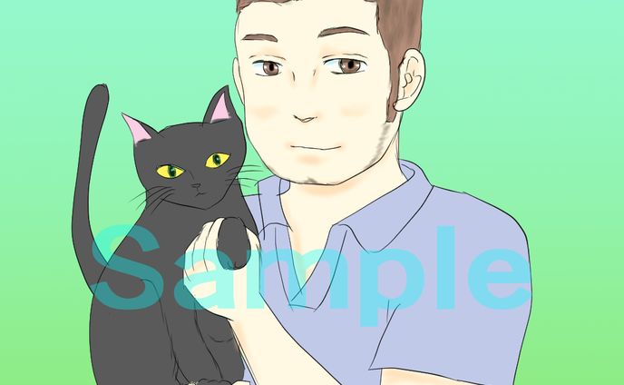 黒猫と男性(SNSアイコン)