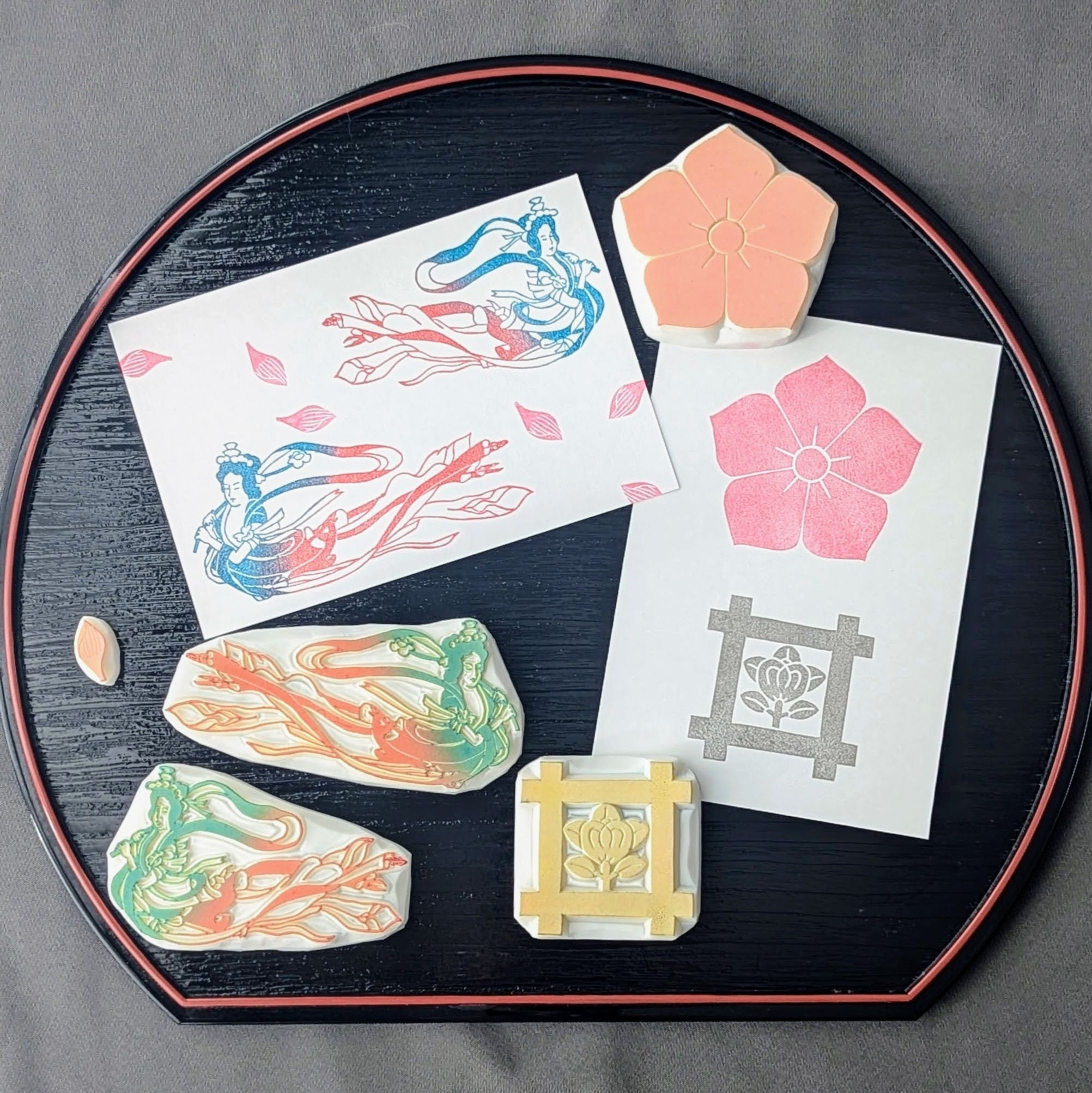 【御首題用はんこ】蓮華寺様　天女様たち　寺紋　井桁紋-1