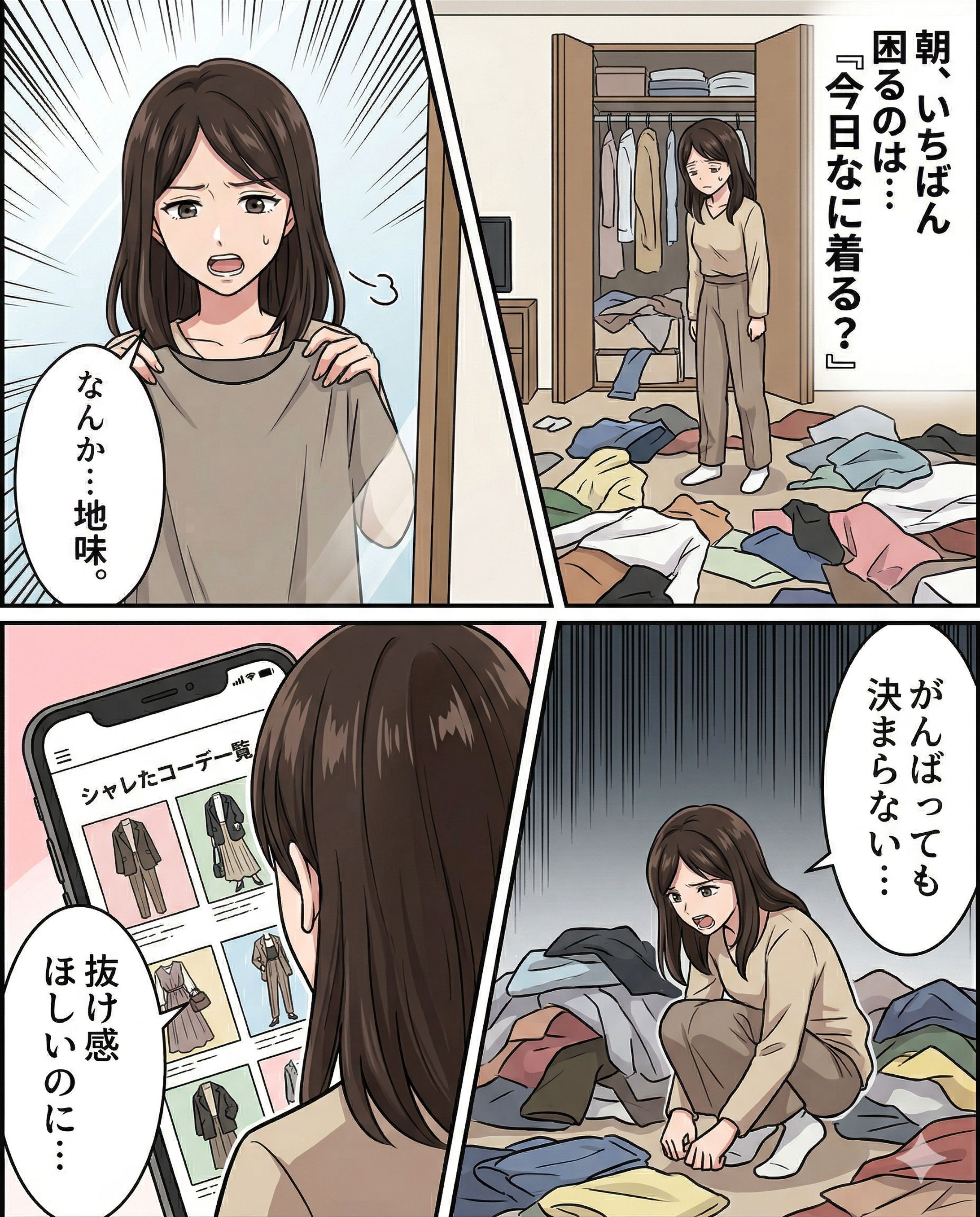 【商品写真(イラスト)入りアパレル広告漫画】透かし編み メッシュ ニットワンピースインナーキャミワンピ -1