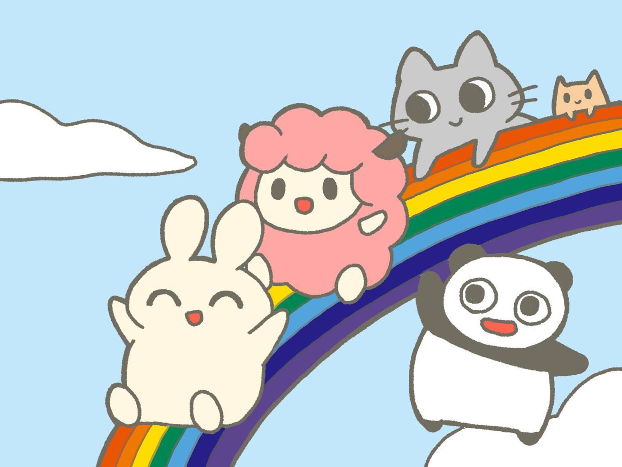 100日チャレンジ53日目
虹🌈
#100日チャレンジ #イラスト #虹 #うさぎ #ひつじ #ねこ #パンダ #ハムスター-1