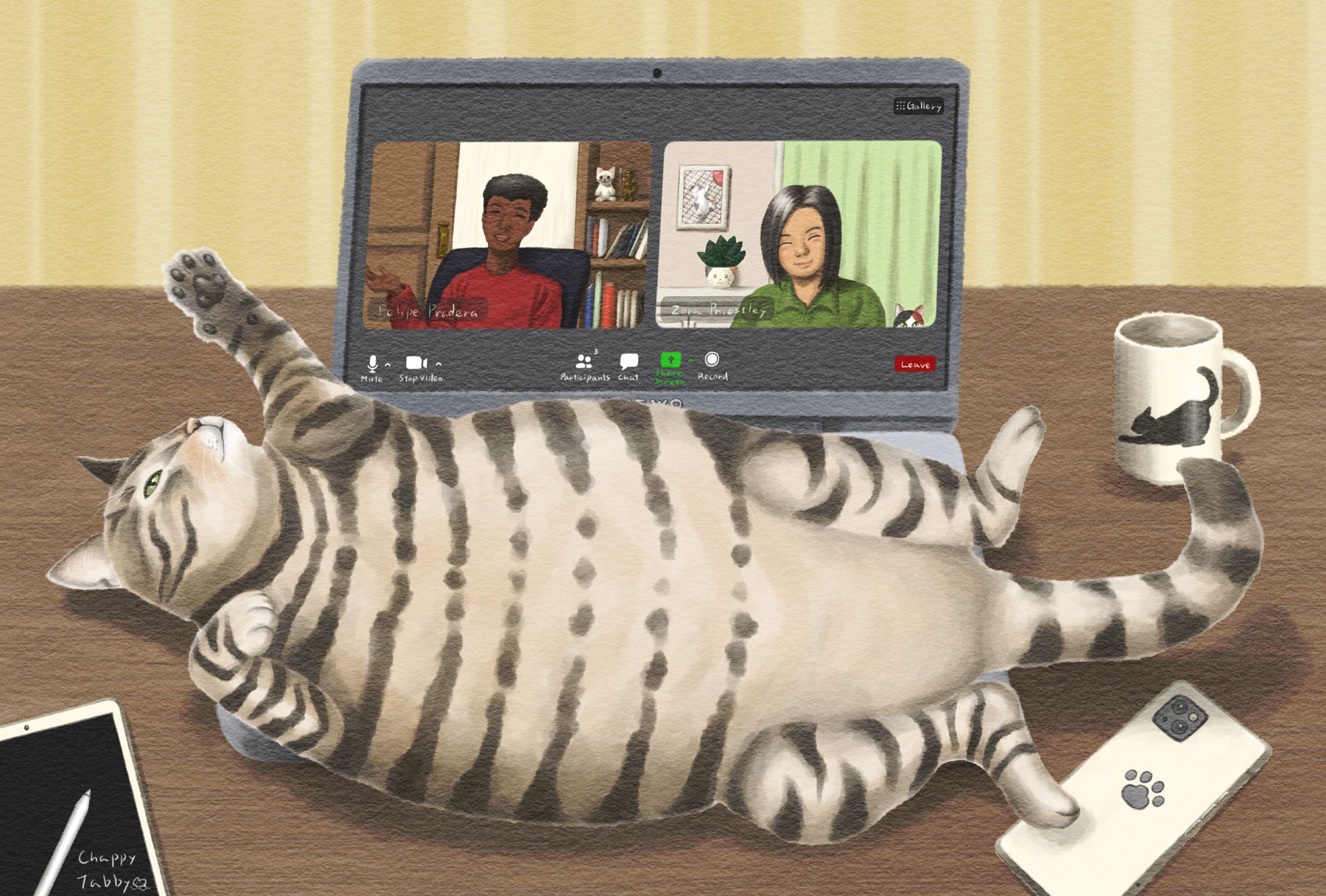 そこはベッドじゃありませんよ～ビデオ会議中の猫様あるある-1