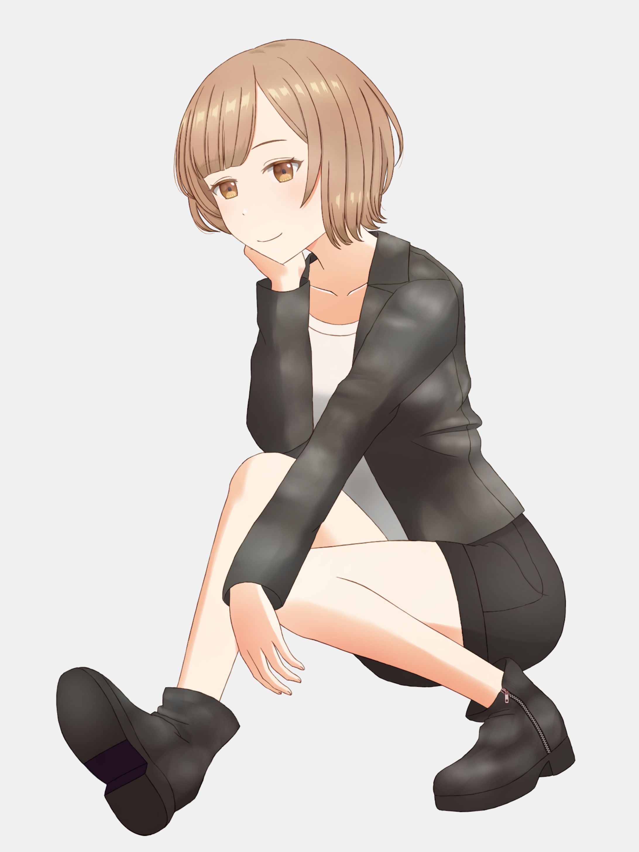しゃがんでいる女性-1