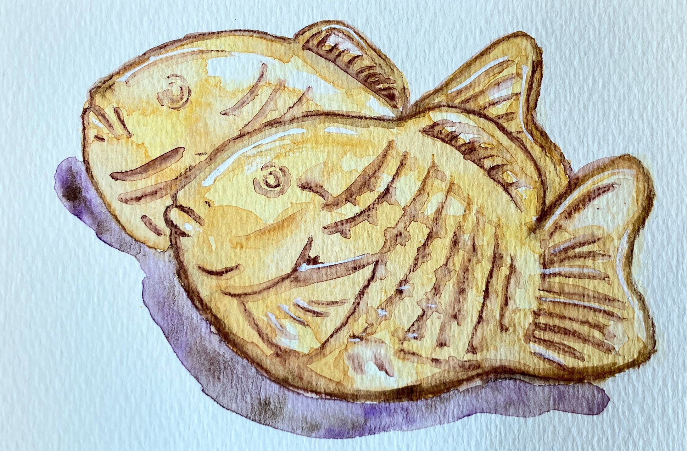 水彩　たいやき-1