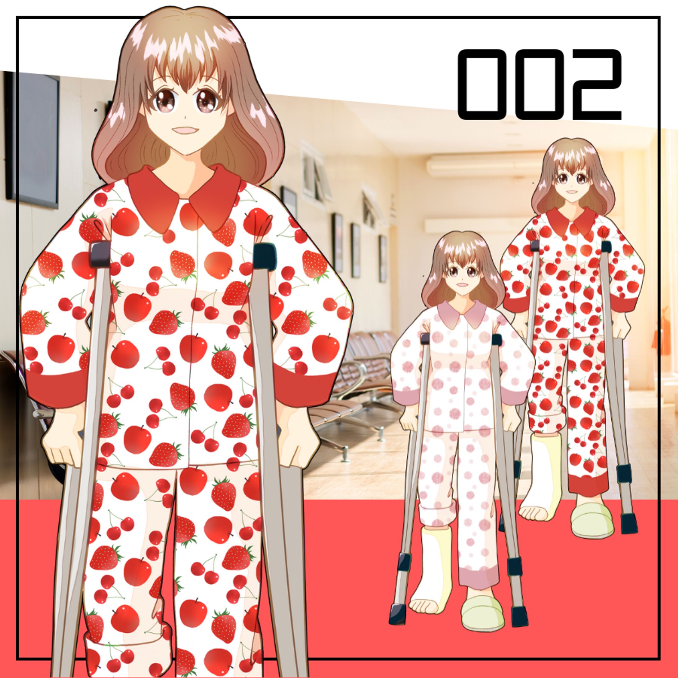 【立ち絵素材002】松葉づえの女性-1
