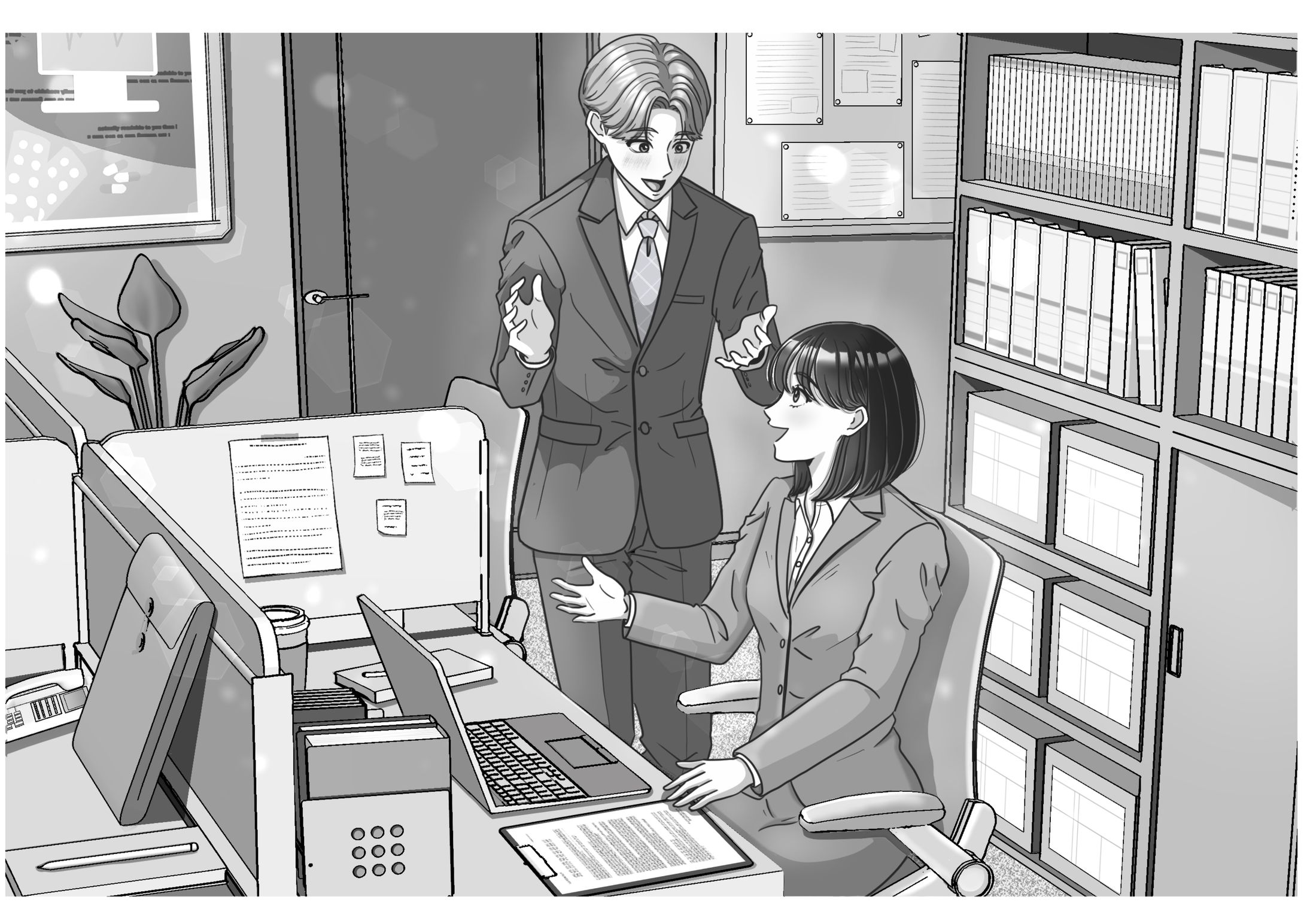 【サンプル】グレースケールイラスト-1
