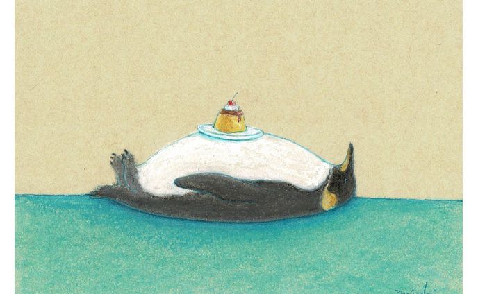 明日を生きるためのプリン。

#イラスト #ペンギン 
#drawing #illustration 
#watercolor #art #pastel
#artwork #instaart #paint
#pengwin #sweets