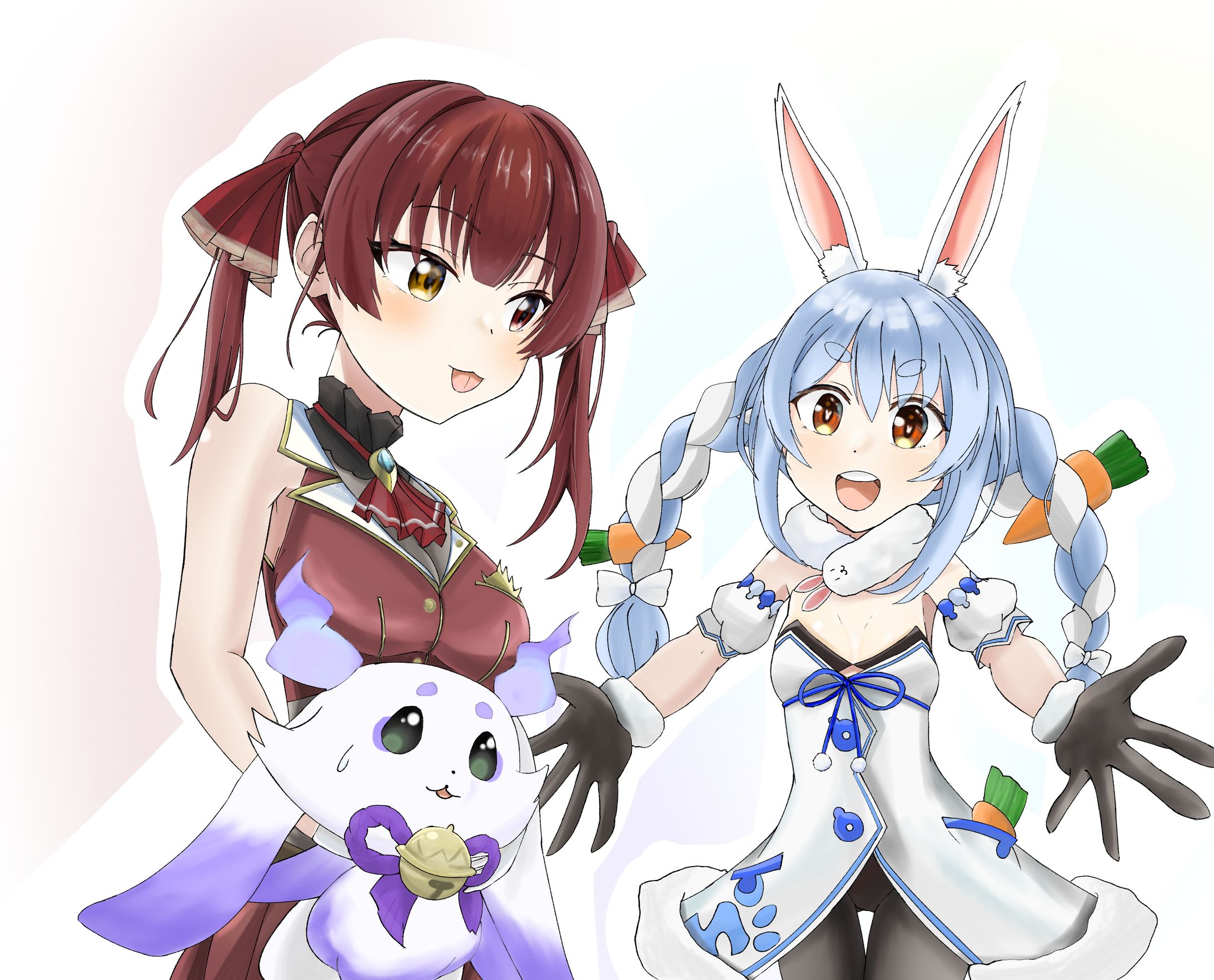 イラスト38（ファンアート：宝鐘マリン、兎田ぺこら、ルンルン）-1