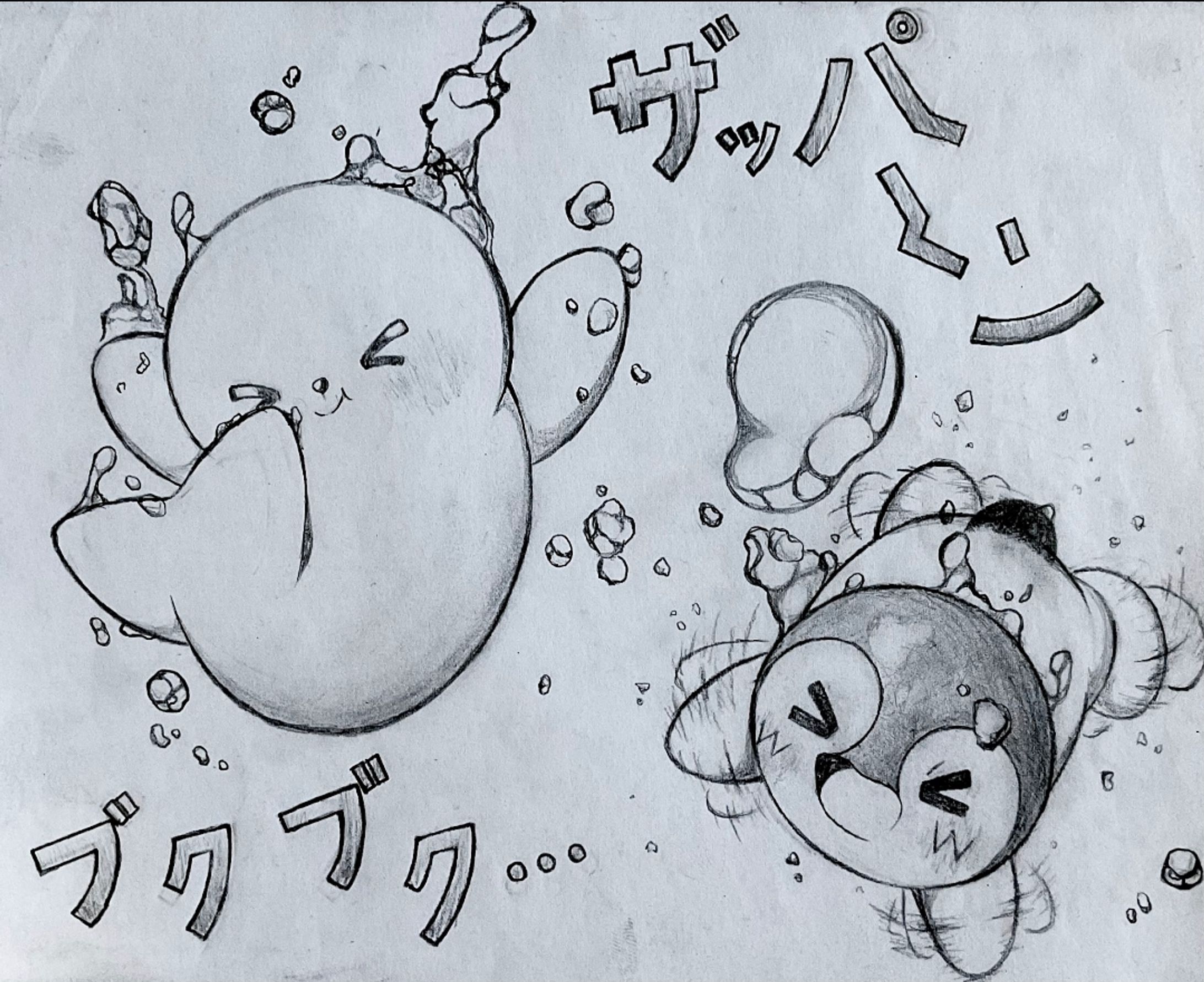 マンガ、南極生物デフォルメ-1
