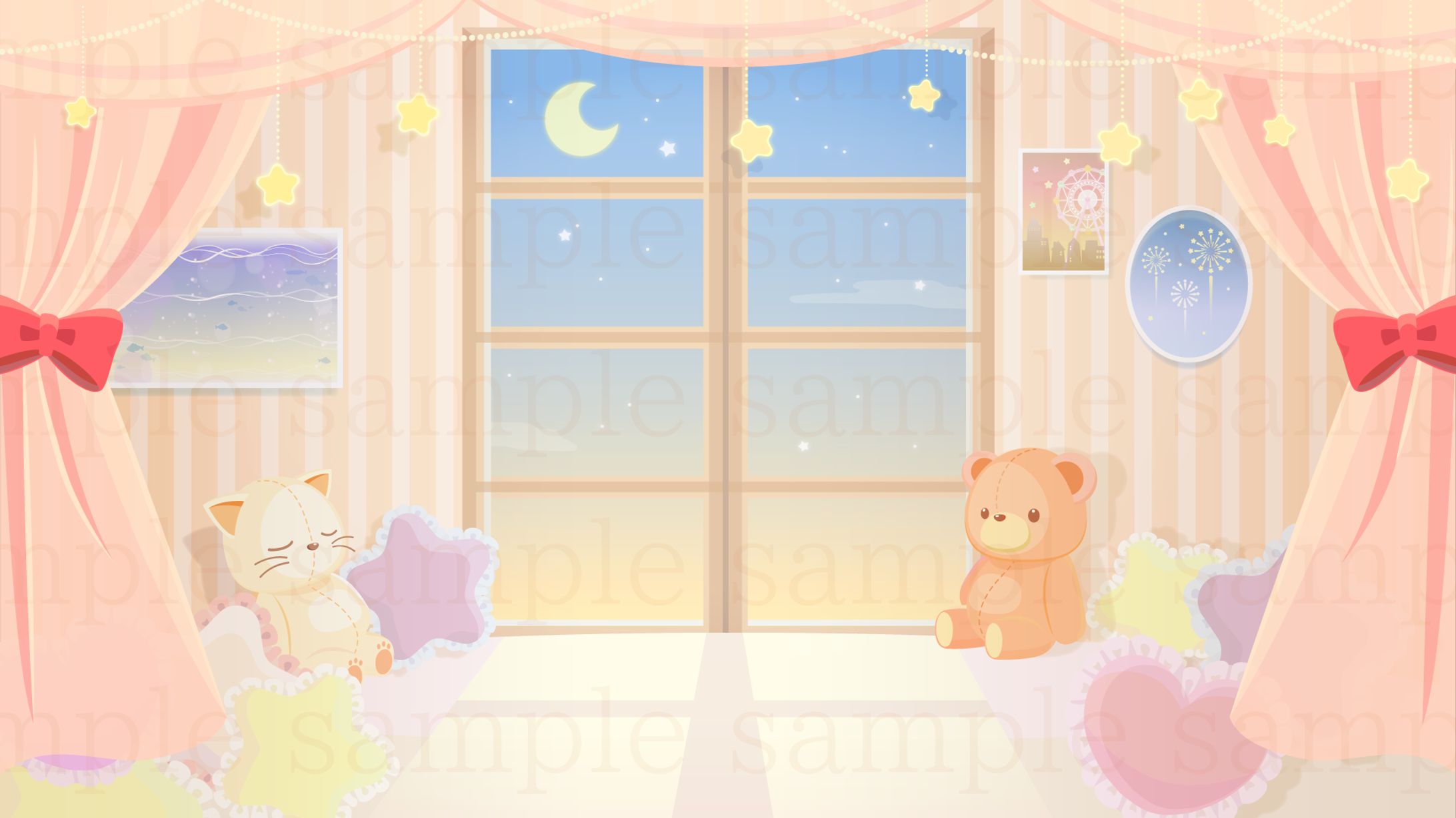 ゆめかわいい配信背景素材-1