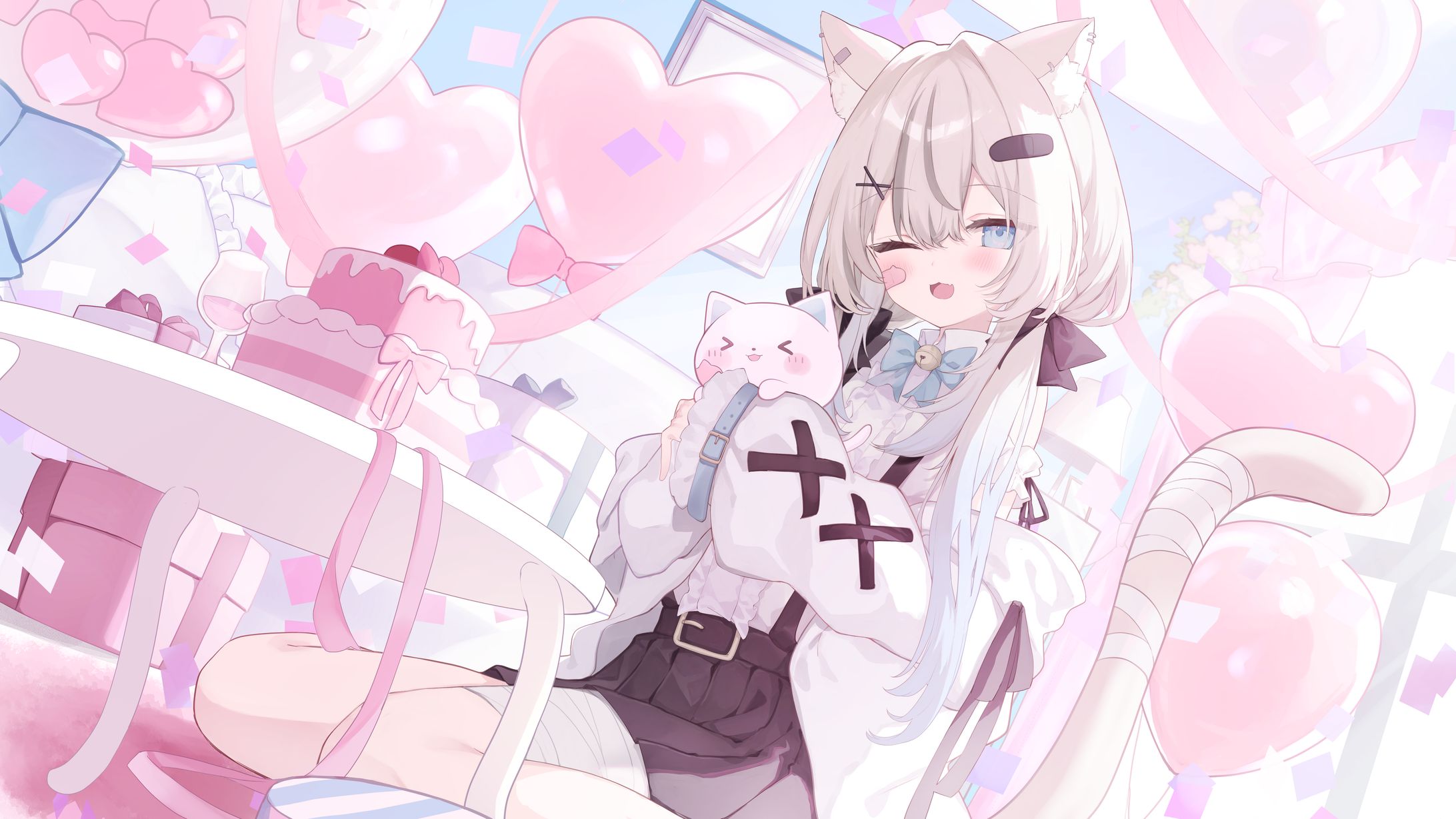 真白猫ミミィ様バースデーイラスト-1