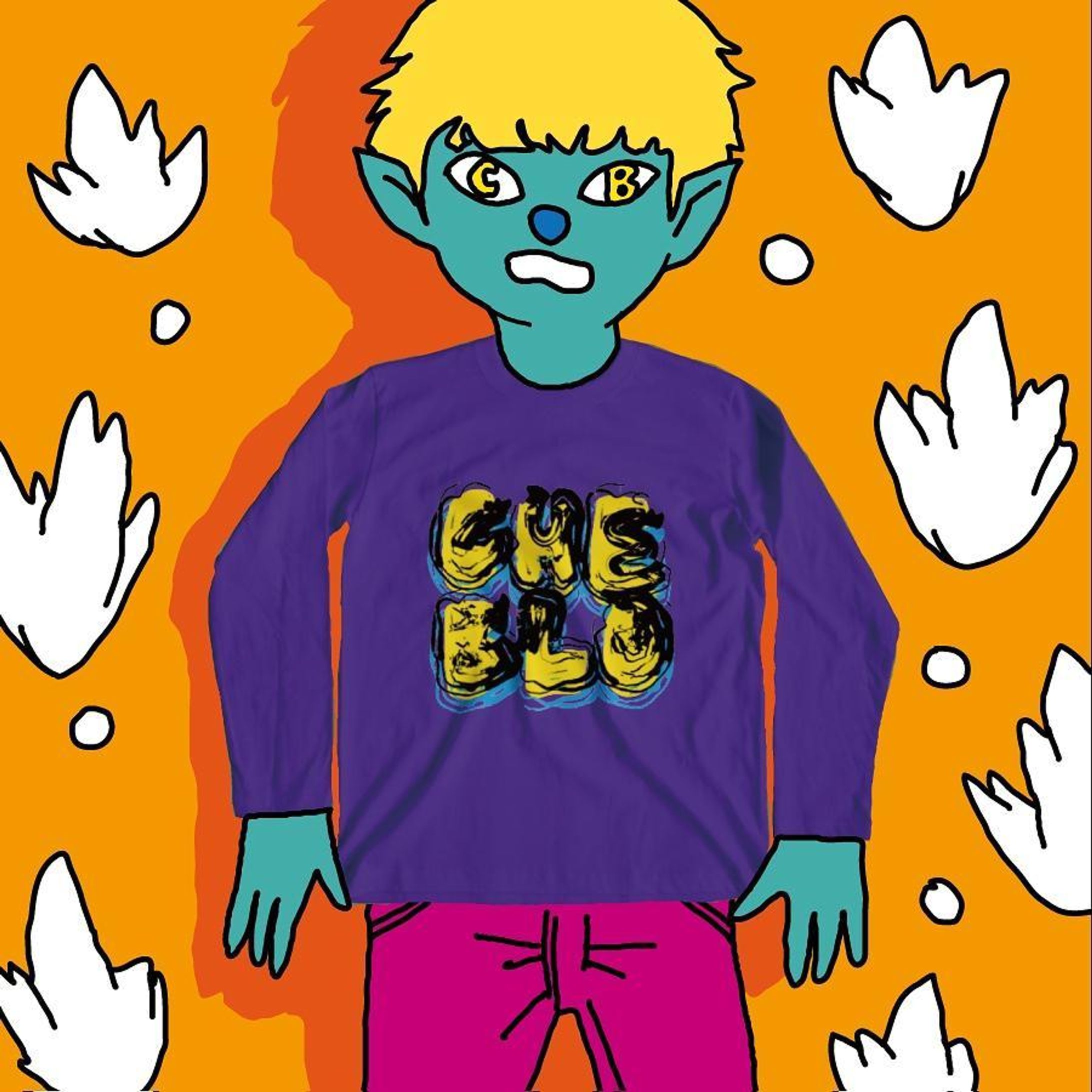 #cheblo#character#pic#Illust#文字#boy#fashion#tshirts #longtshirt#bag#totebag #トートバッグ#サコッシュ#original#pink#sweat#スウェット#黄色#紫#purple#red#赤#babybibb#子ども服#洋服#ファッション#item-1