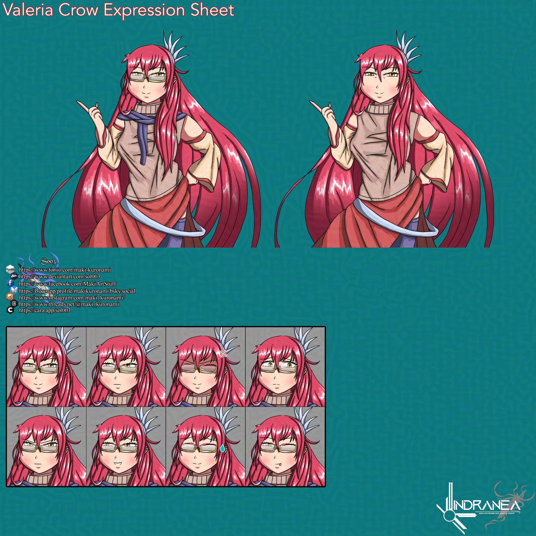 [OC] Valeria Crow Expression Sheet 2025-1