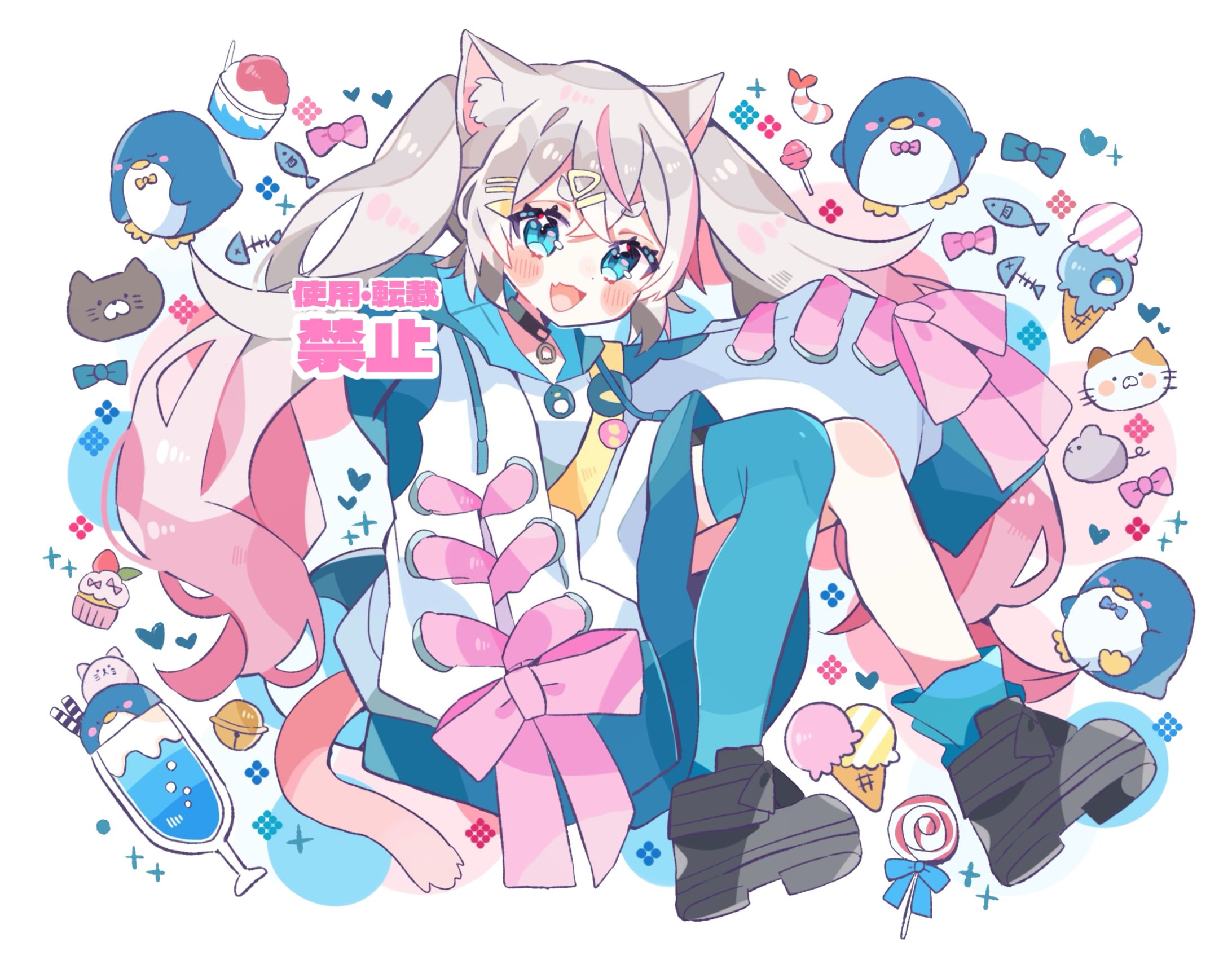 猫白神しの様／通常等身イラスト-1