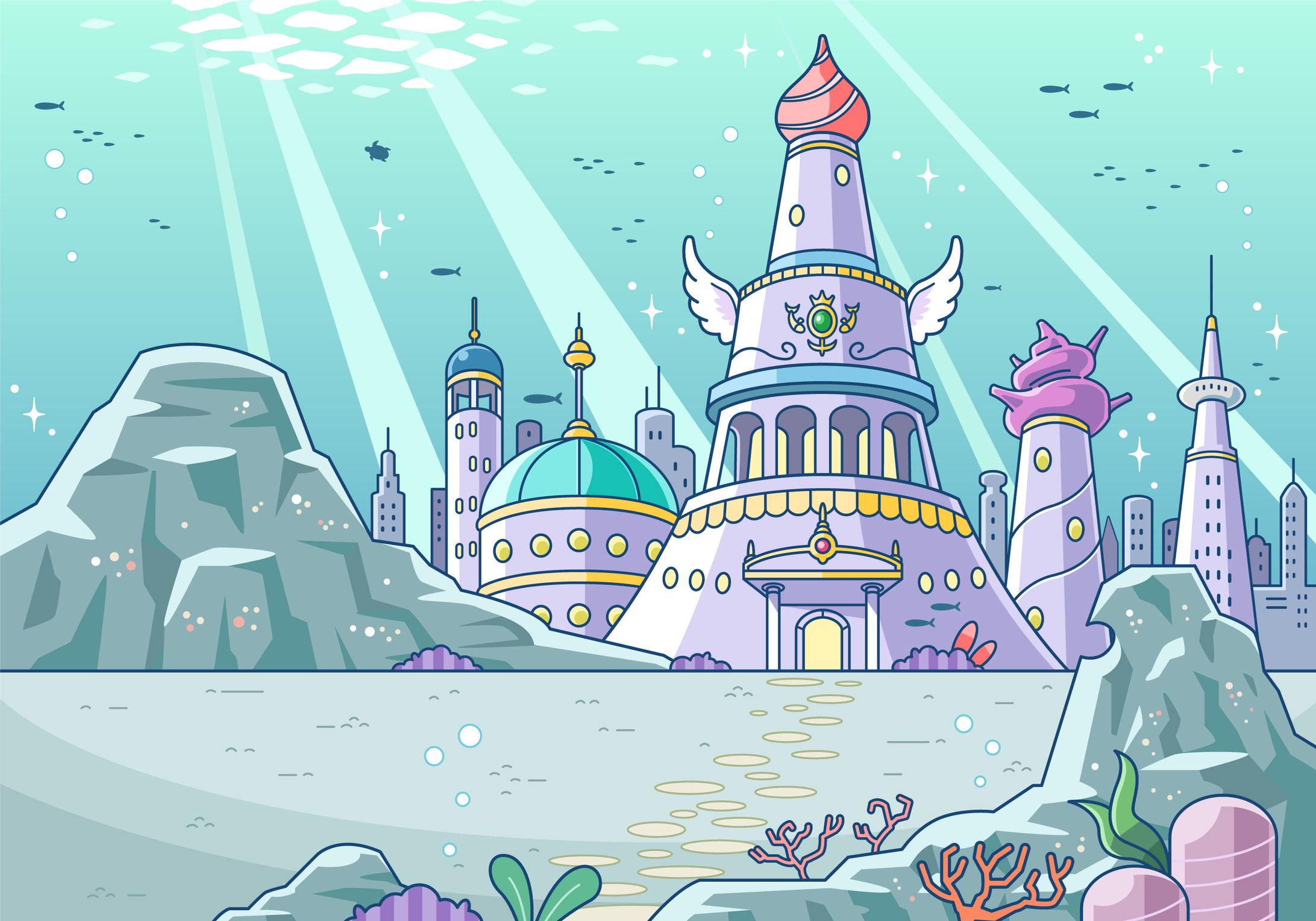 学習教材用イラスト_海底都市-1
