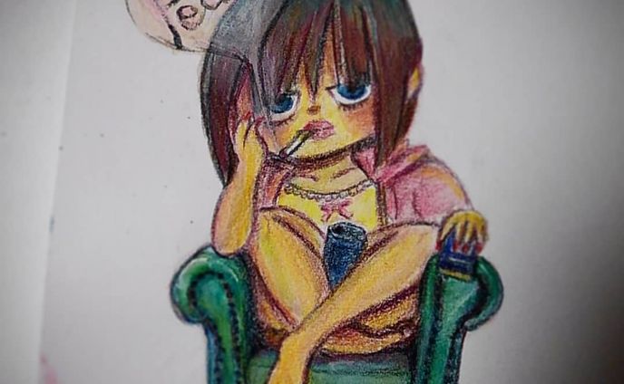 #昨日は #タバコの日
#ピース記念日
1946年 #高級タバコ 「#ピース 」発売
◆
#peace #喫煙女子
#女の子 #女の子イラスト
#ガールズイラスト
#半目女子
#cigarette #girl
◆
#今日は何の日
#whatistoday
#drawing #art 
#illustration
#一日一絵
#一発描き
#ctrlzの効かない世界