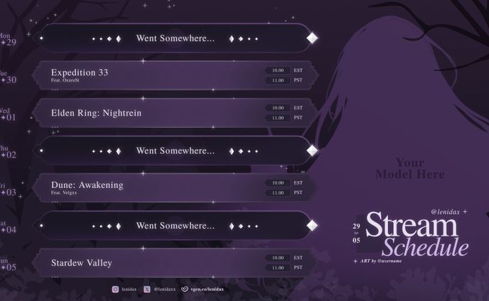 Stream Schedule - Violets