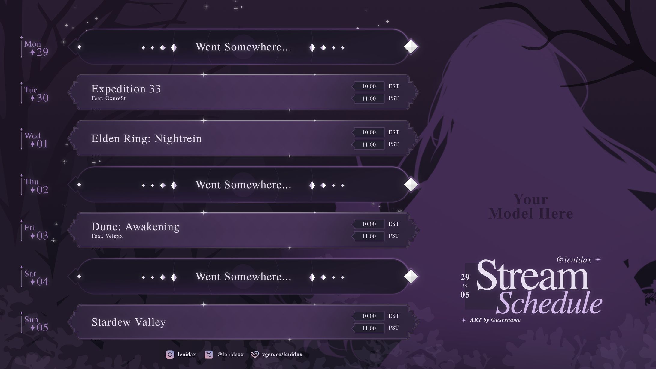 Stream Schedule - Violets-1