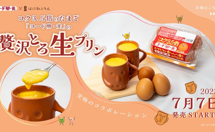 ヨード卵・光×はにわぷりんコラボ商品バナー広告デザイン