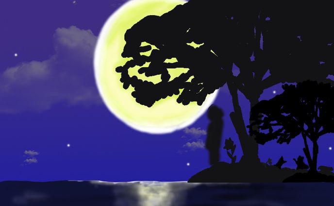 月の夜景イラスト