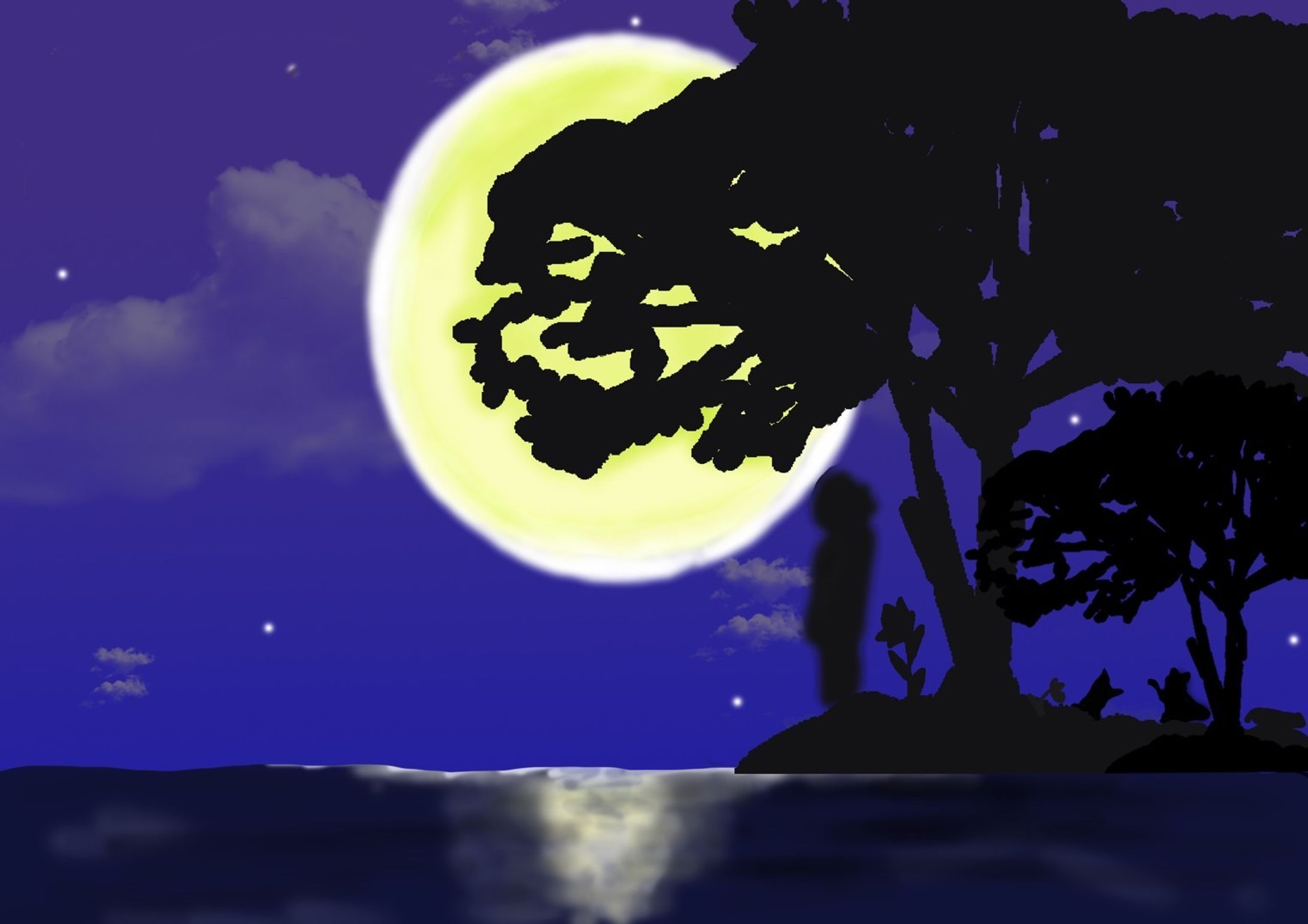 月の夜景イラスト-1