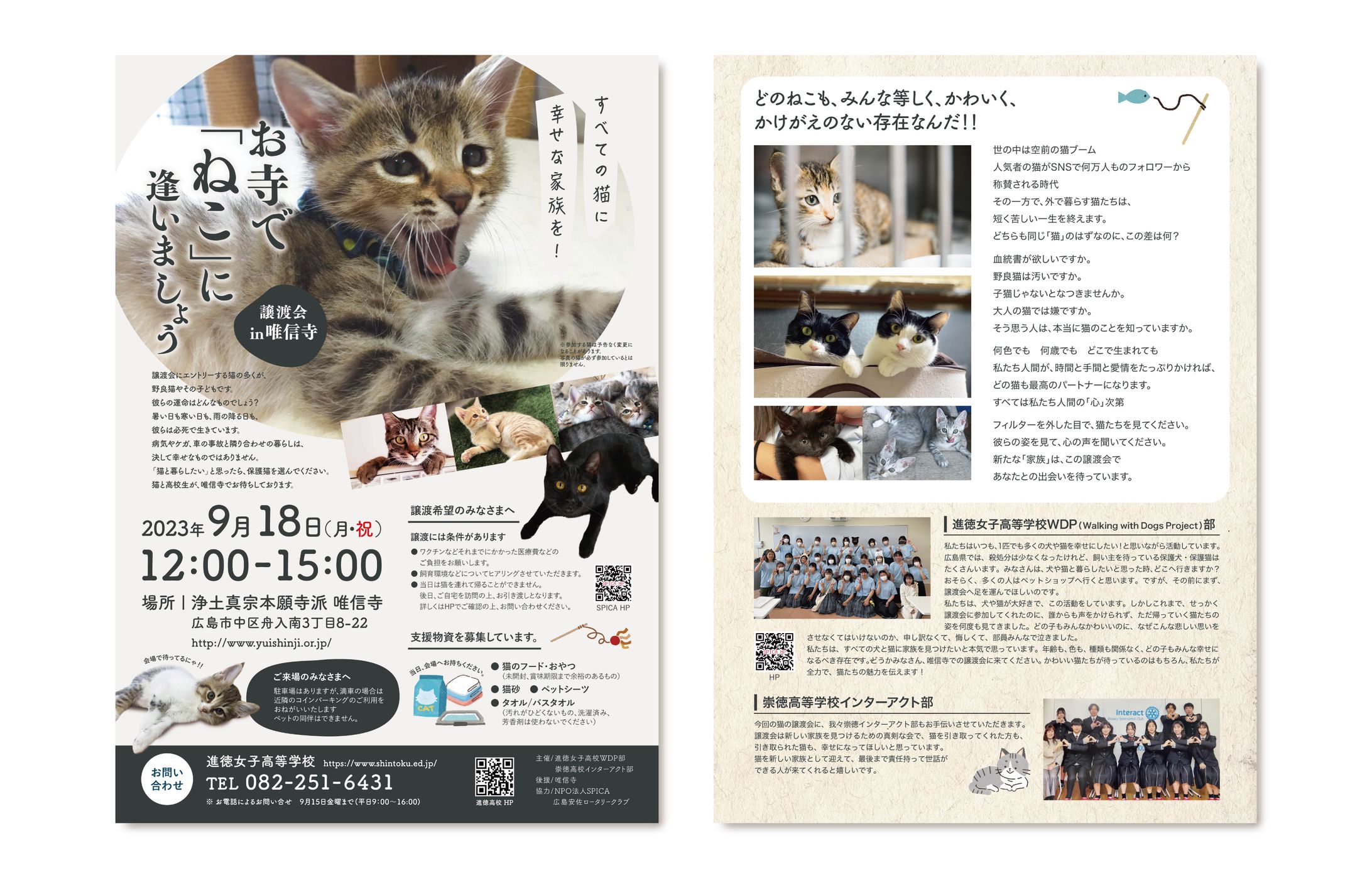 お寺で「ねこ」に逢いましょう 譲渡会in唯信寺｜チラシ-1