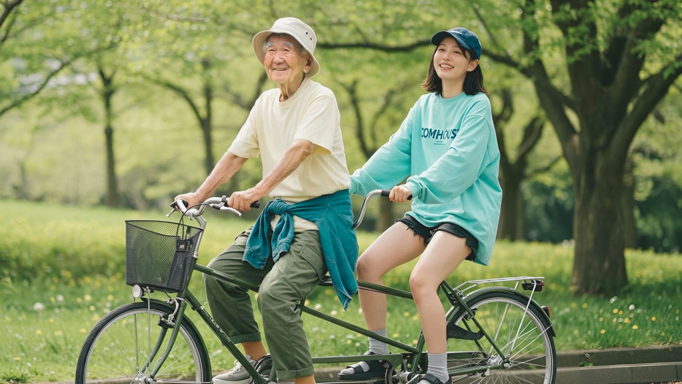 【AIおじいちゃんシリーズ】タンデム自転車-1