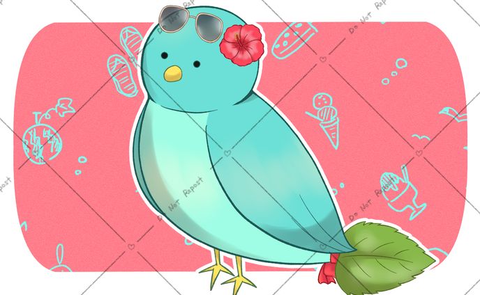 お花を付けた鳥