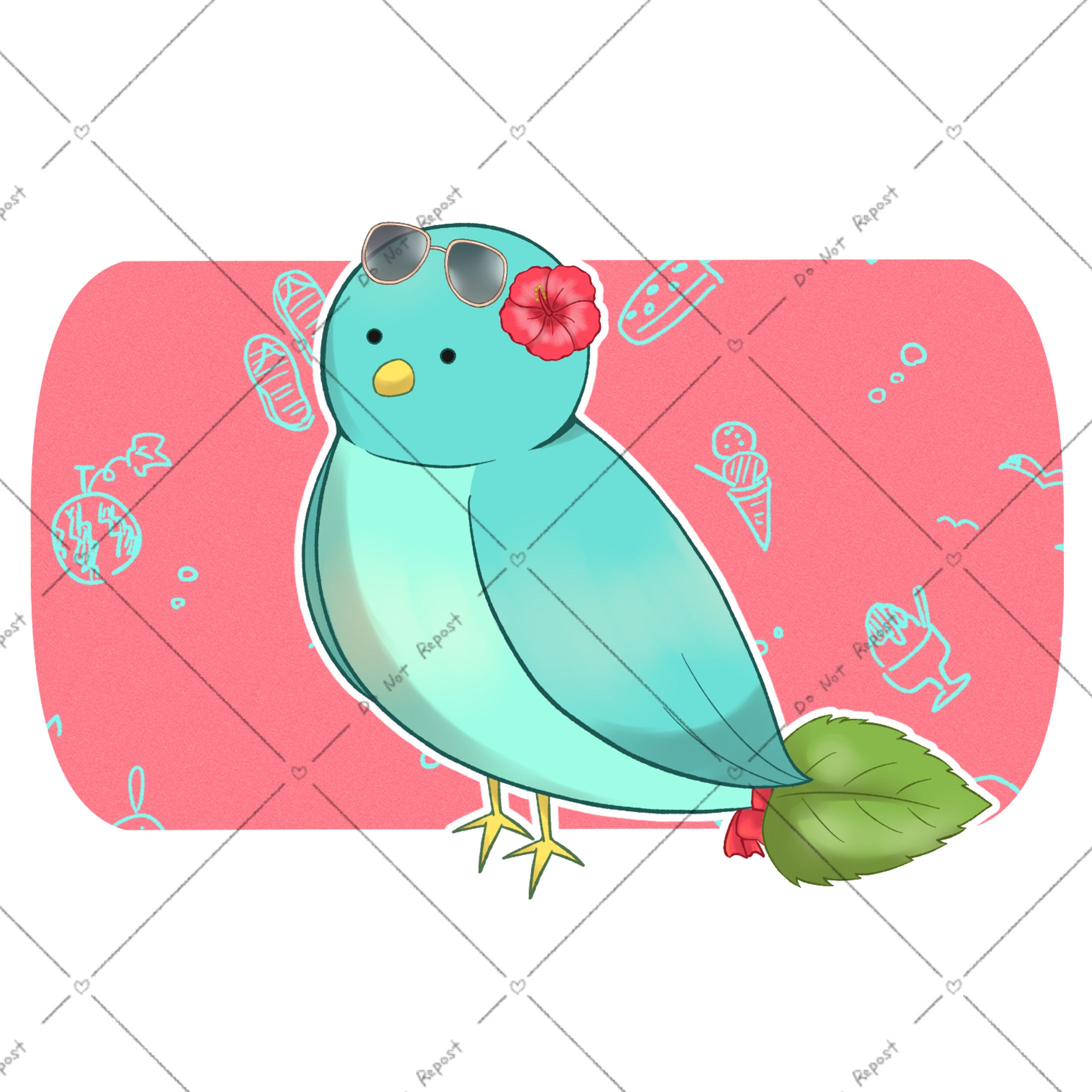 お花を付けた鳥-1